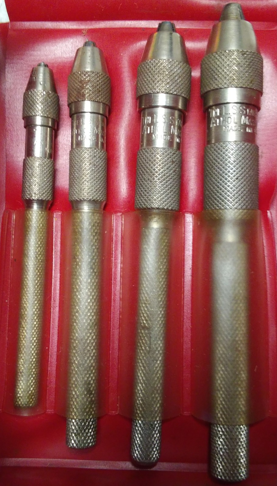 VINTAGE L. S. STARRETT No 162-S PIN VICES SET w/POUCH & DRILLS MACHINIST TOOL