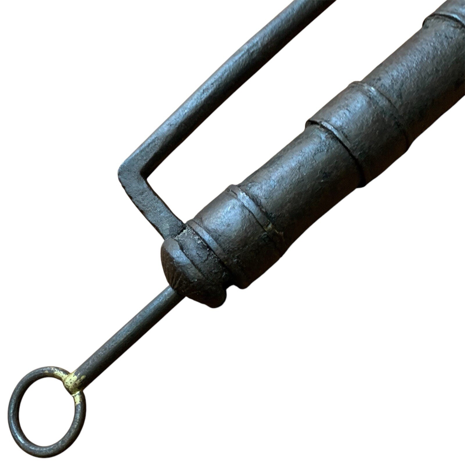 18th C Iron padlock or lock with SCREW TYPE key, rarest shape and sized.