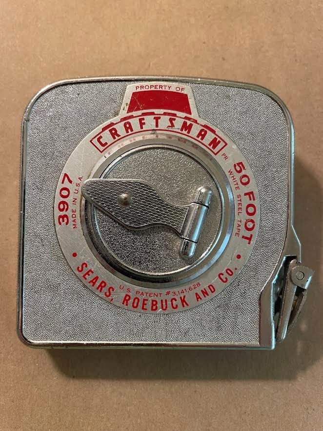 Vintage Craftsman 3907 50 Ft White Steel Tape Measure Sears USA Tested