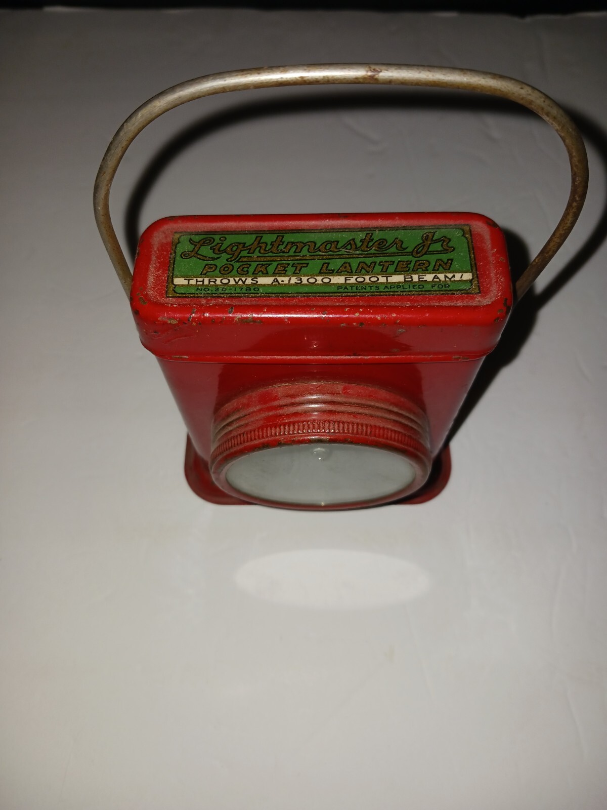 Vintage Lightmaster Jr Flashlight Pocket Lantern Metal Red 1930s Good Movie Prop