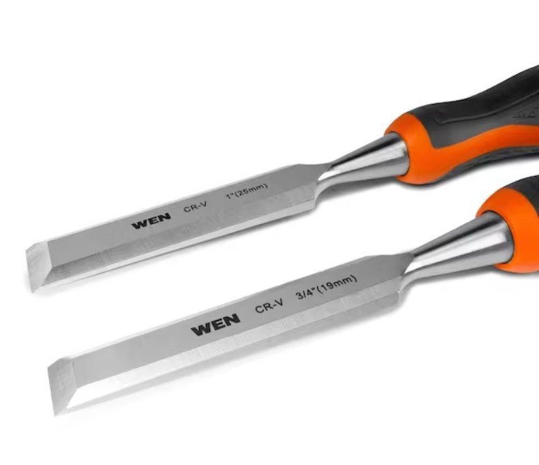 Short Blade Wood Chisel Set with Heat-Treated Carbon Steel Blades, (4-Piece)