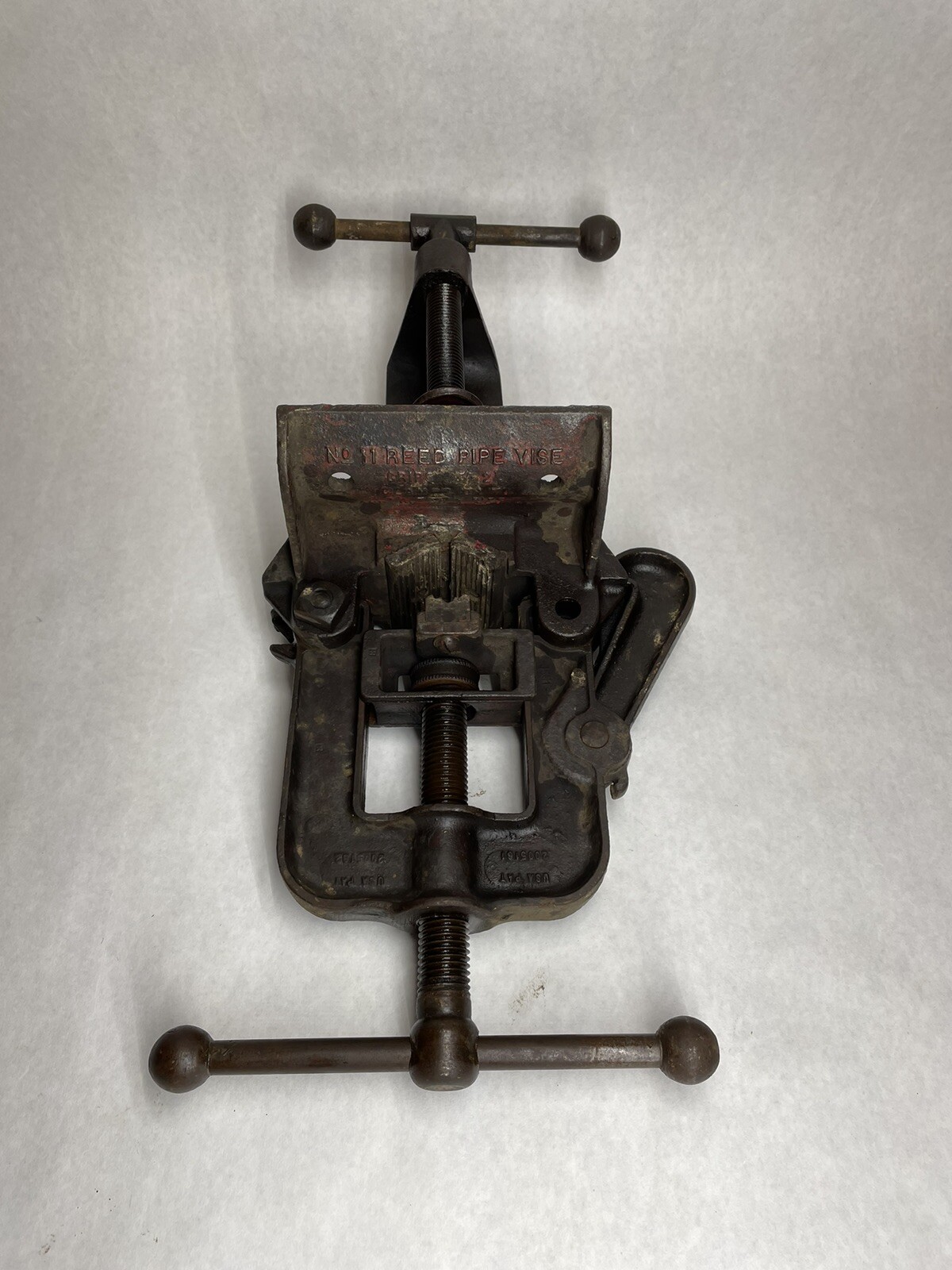 Vintage Reed No 11 Pipe Vise With Bench Clamp Good Working Condition