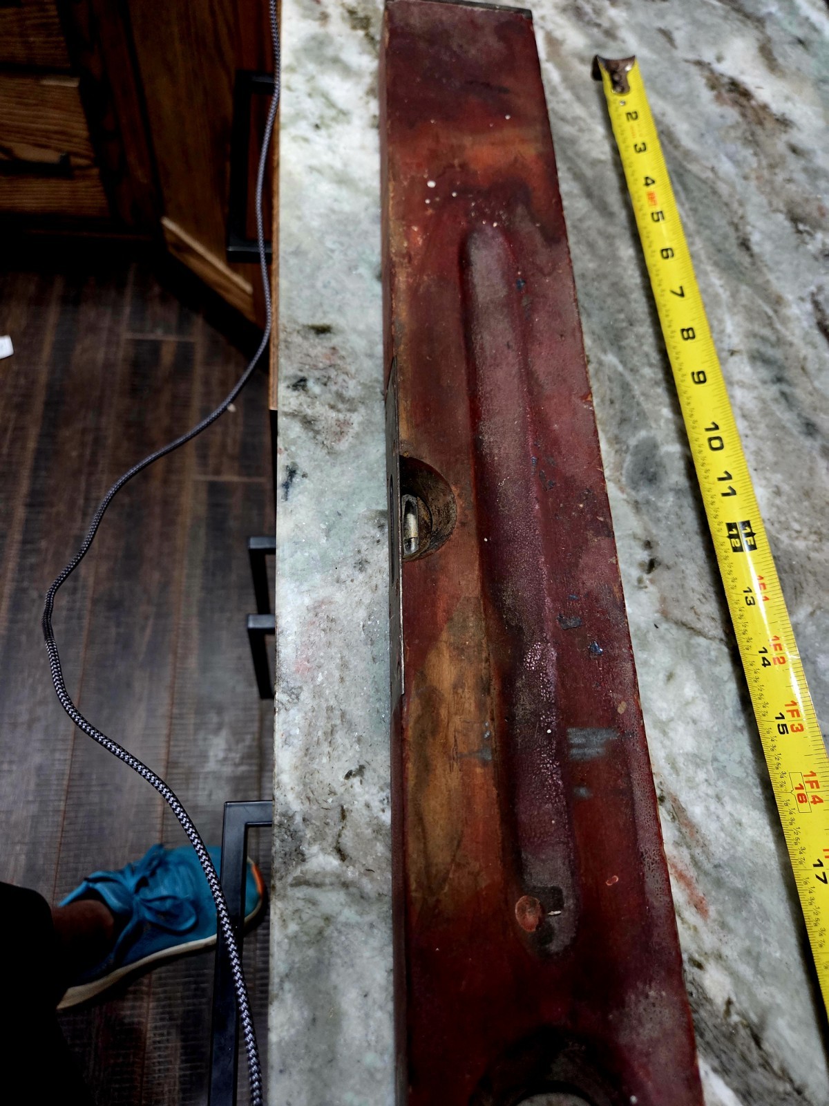 Vintage Original Wooden Spirit Level w/ Brass Bubble Vial & Metal Plate, 24 in
