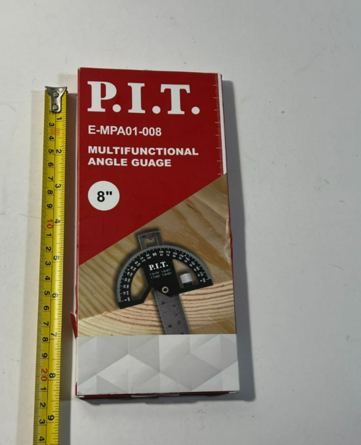 Protractor Angle Finder 8-Inch Woodworking Ruler, Stainless Steel E-MPA01-008