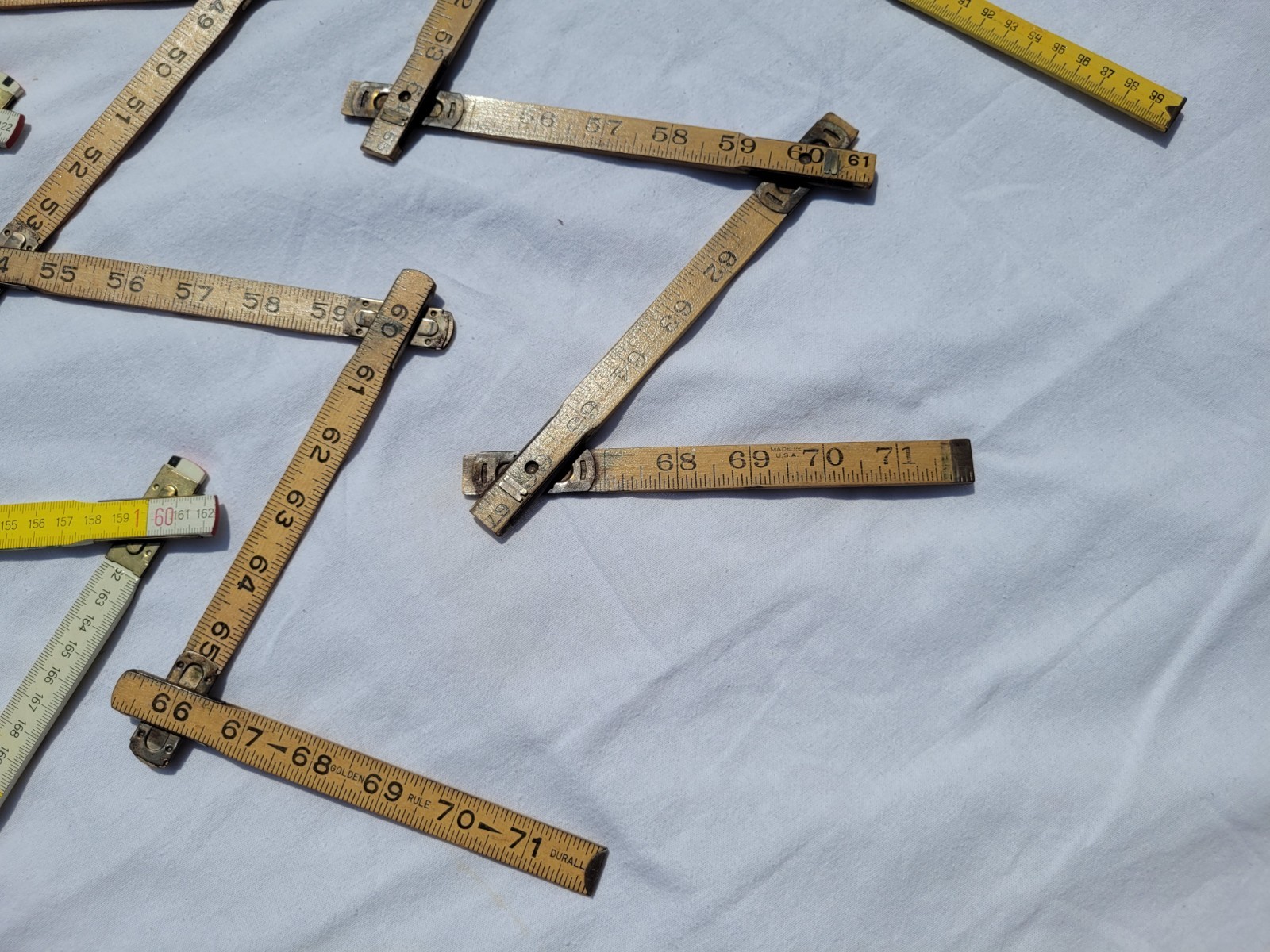 Vintage Folding Rules Lot of 5 Different 2 USA 72″,, 2 GERMANY 2M & 1 POLAND 1M