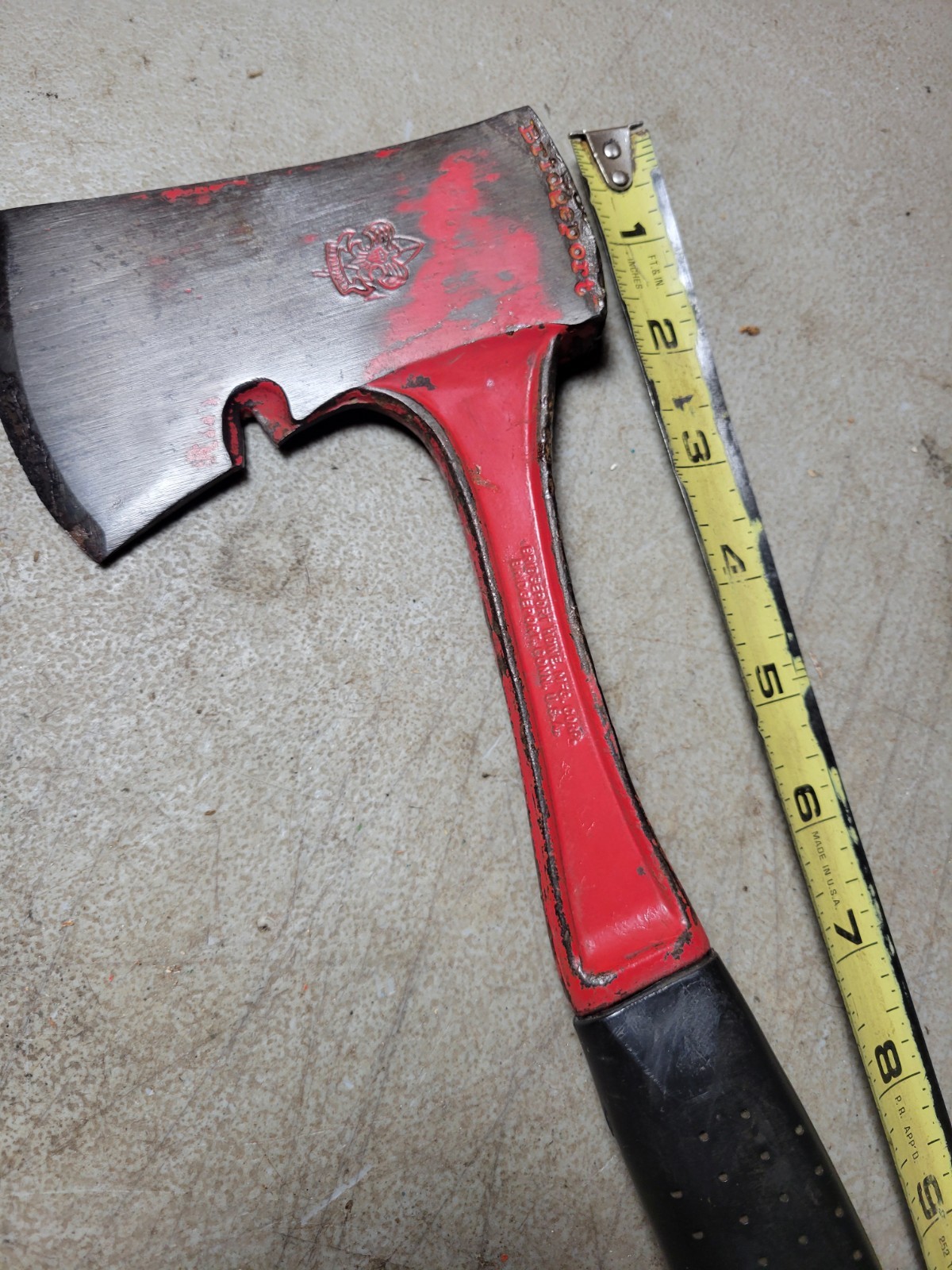Vintage Bridgeport Boy Scout Hatchet Camp axe BSA rubber grip handle