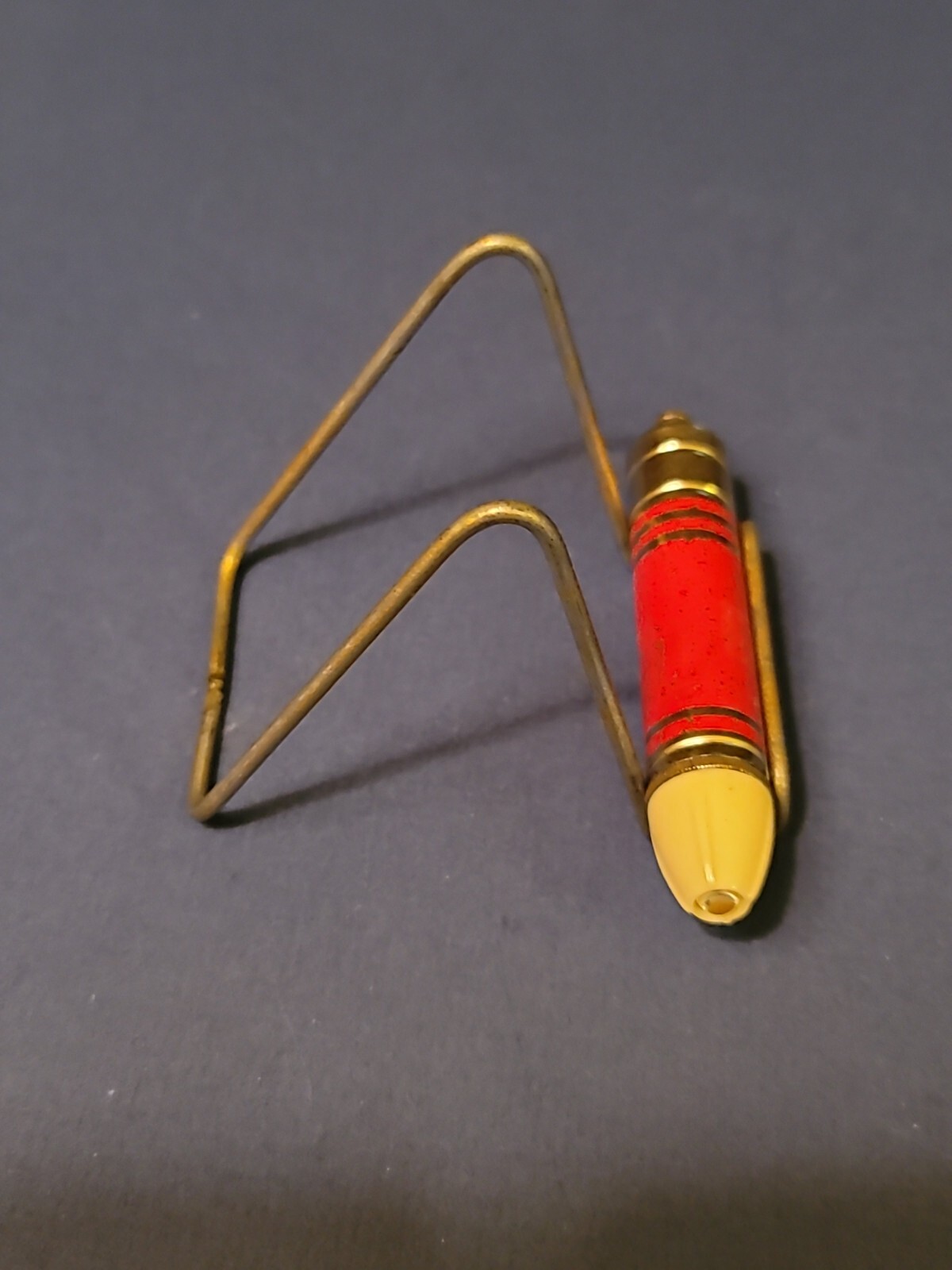 Vtg ART DECO Metal Pocket Flash Light Red Paint WORKS Chrome Accents