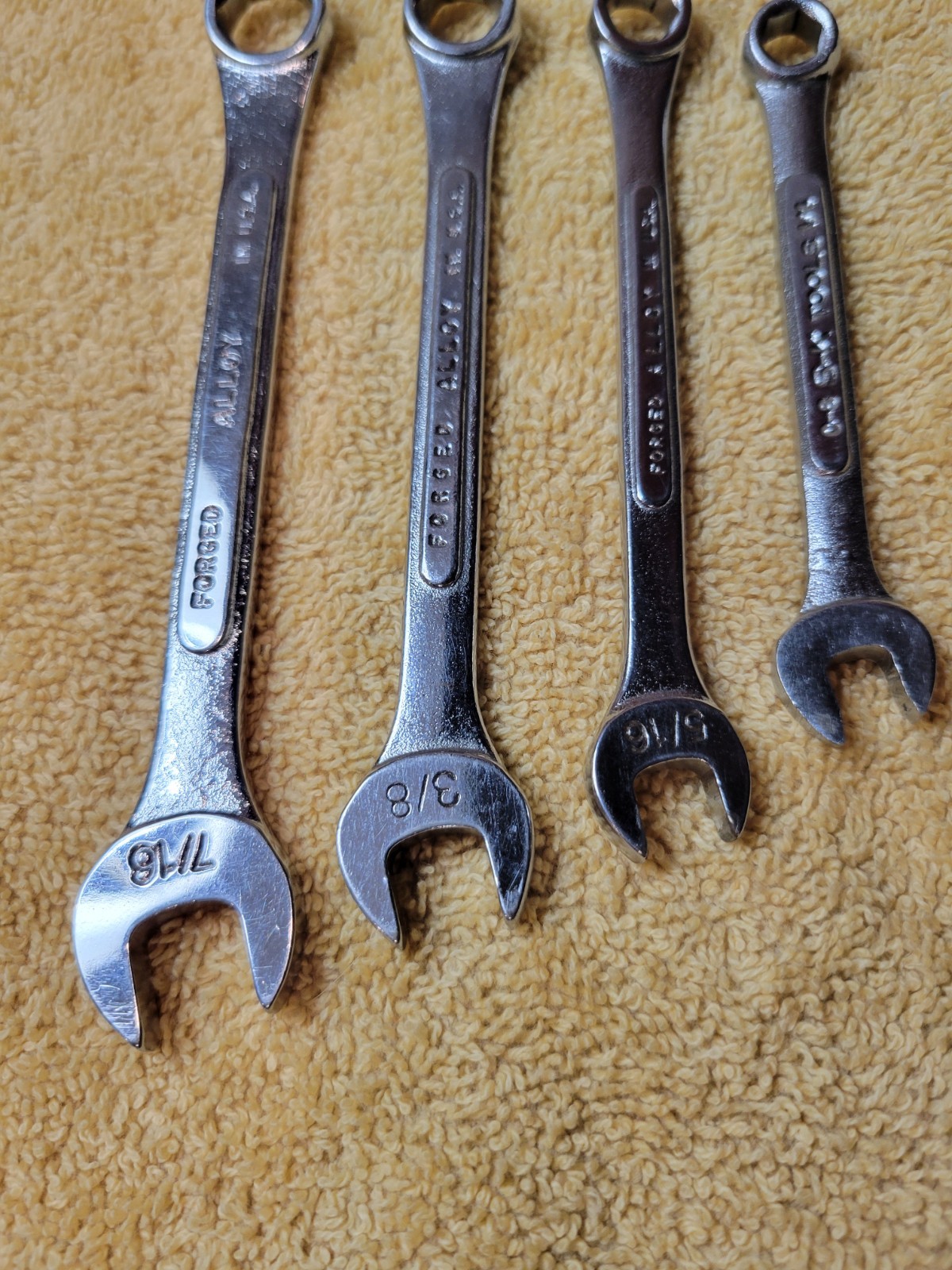 LOT OF 4 S&K TOOL 6pt. COMBINATION WRENCHES 1/4-7/16 INCH IN GREAT CONDITION