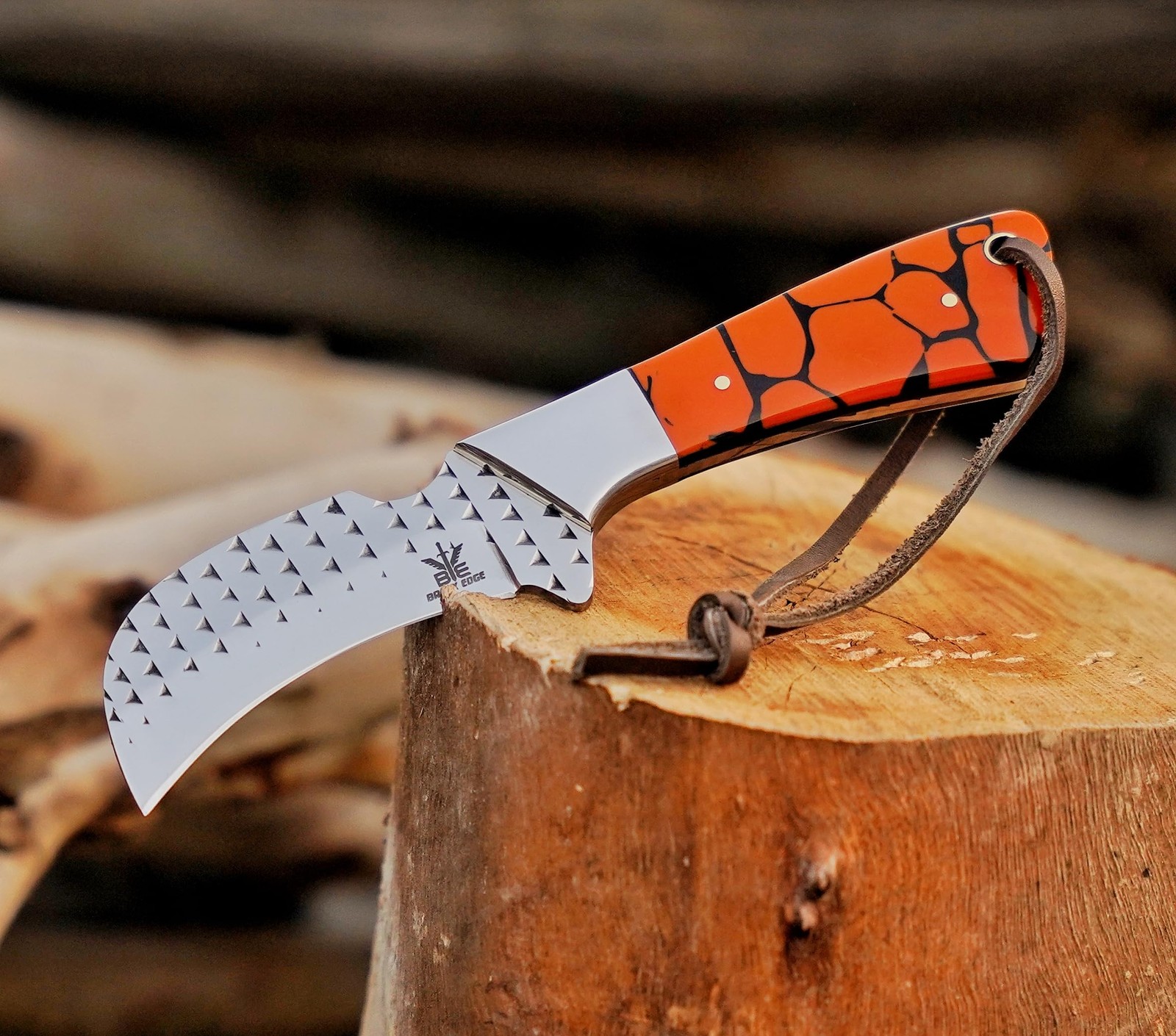 Farrier Rasp Steel Hawkbill Knife, Fixed Blade Full Tang, Leather Sheath, Wir…