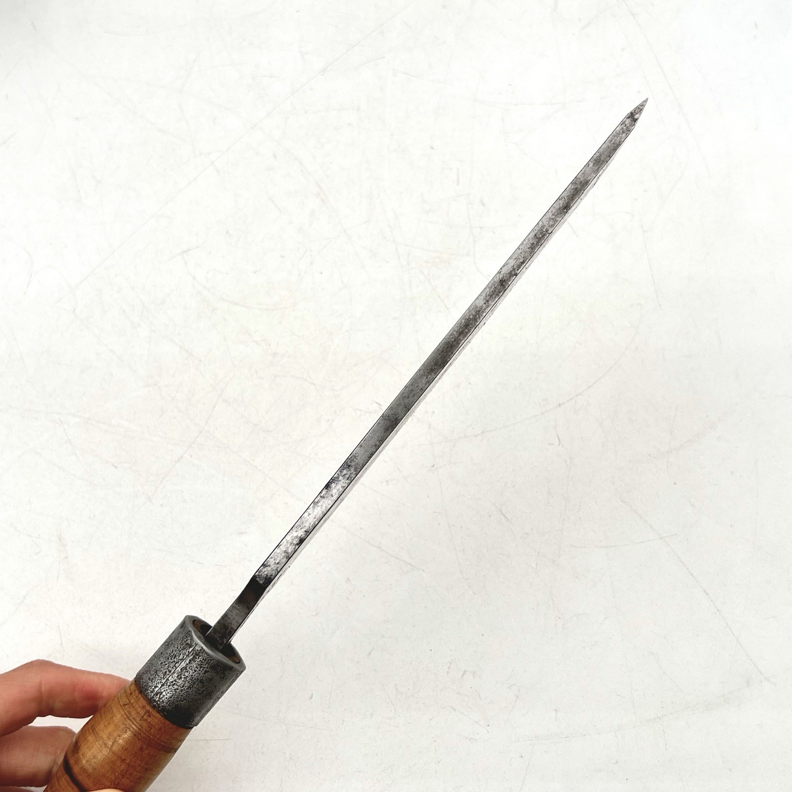 Large Antique 16-1/2″ W. Butcher Sheffield England Cast Steel Chisel Wood Handle