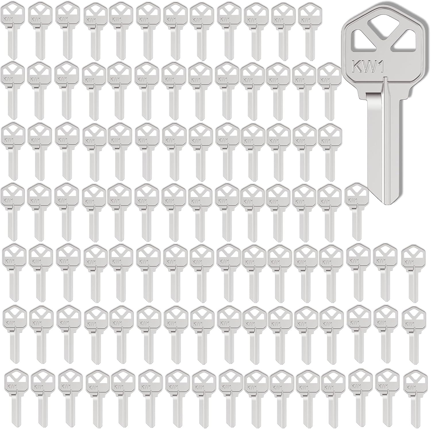 KW1 Blank Key Blanks in Premium Copper Structures, Pack of 100 Blank Keys | KW1