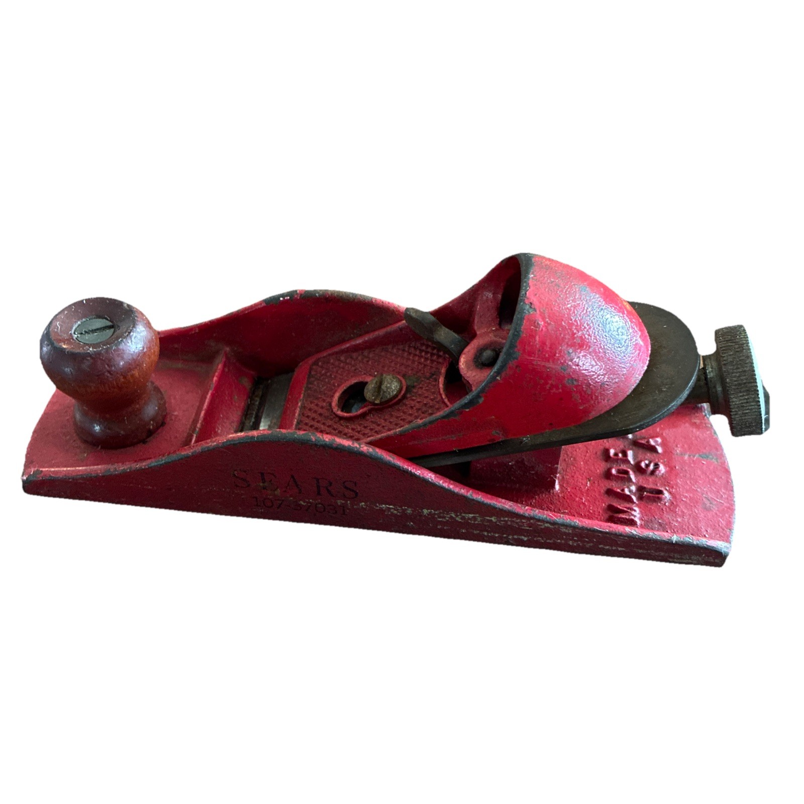 Vintage Sears No. 107-37031 Block Plane Red Japanned 7” USA Woodworking Tool