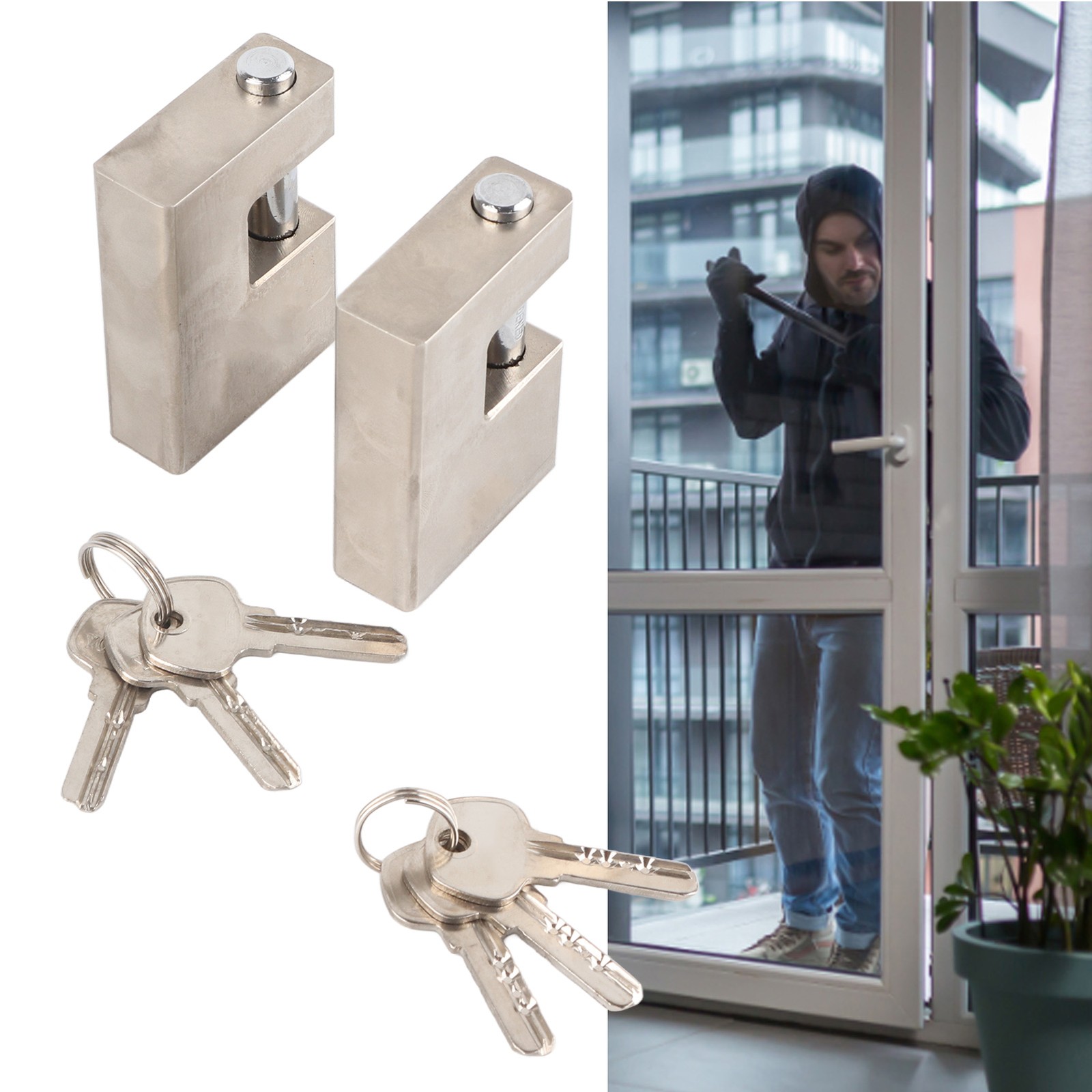 2pcs Heavy Duty Padlock Waterproof Rustproof Lock For Garage FIS