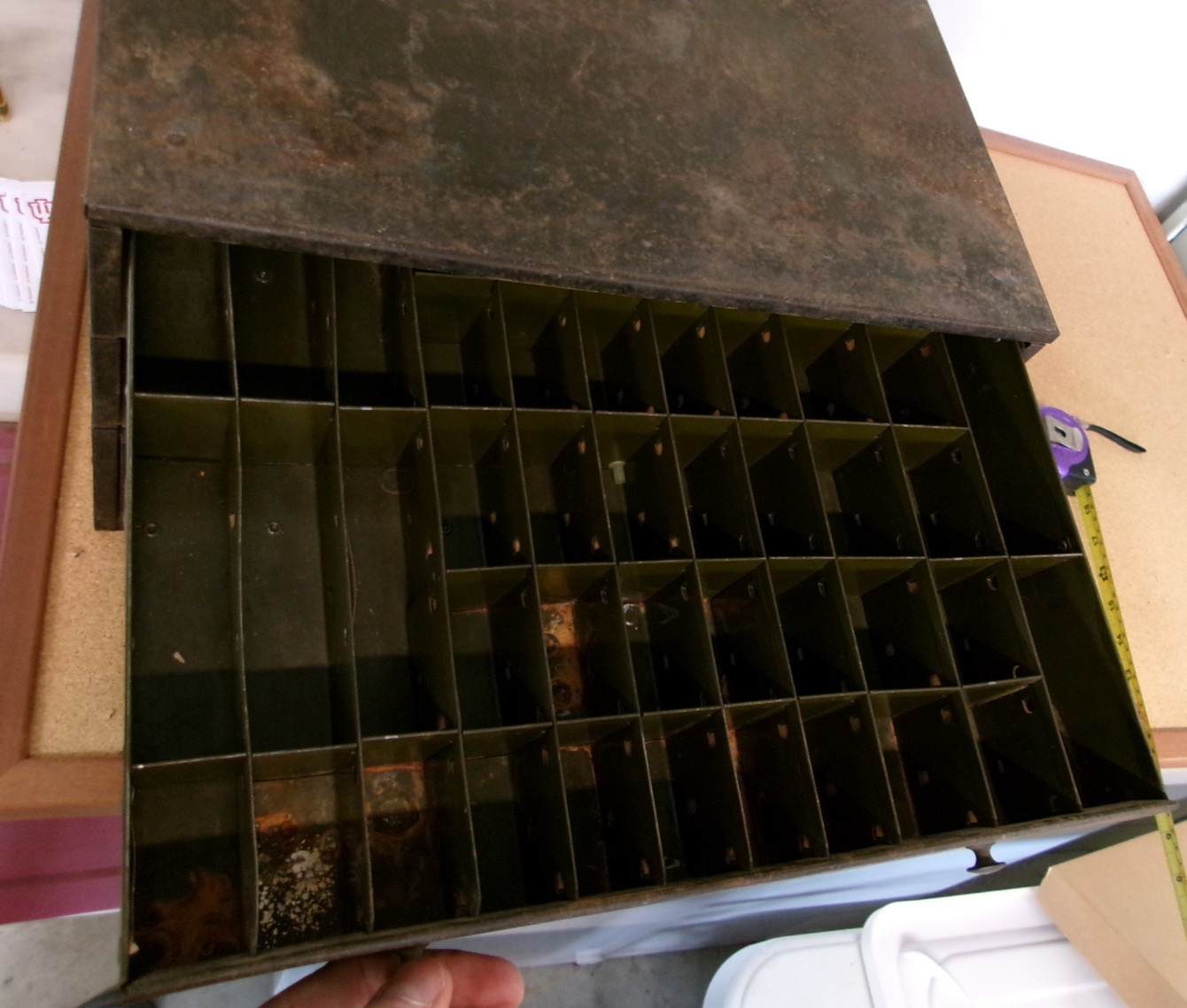machinist mechanic box antique vintage carBUREter metal parts holder 16x12x9