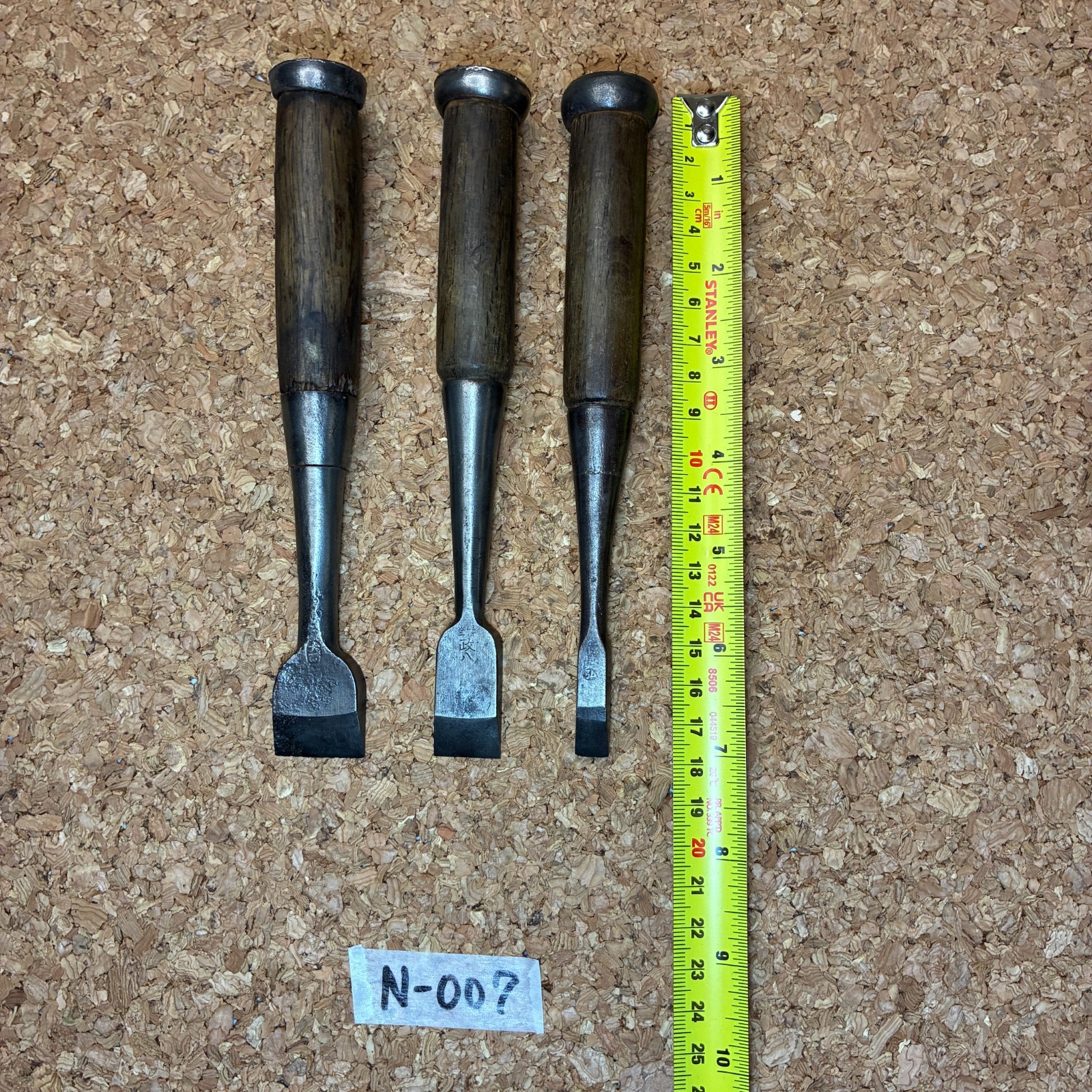 Japanese-Made Chisels (Set of 3) #N-007, 7in Carpentry Tools / Hand Tools,