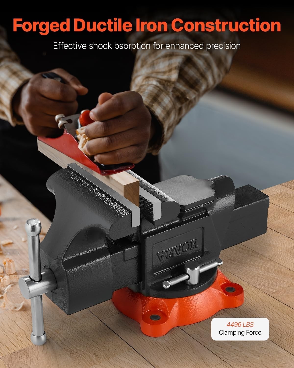 Heavy Duty 5″ Bench Vise with 360° Rotating Base & Pipe Jaw Function