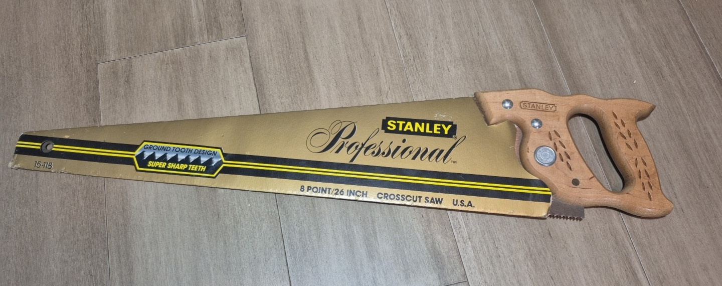 Stanley Vintage 15-118 26in 8-Point Crosscut Handsaw USA Rare