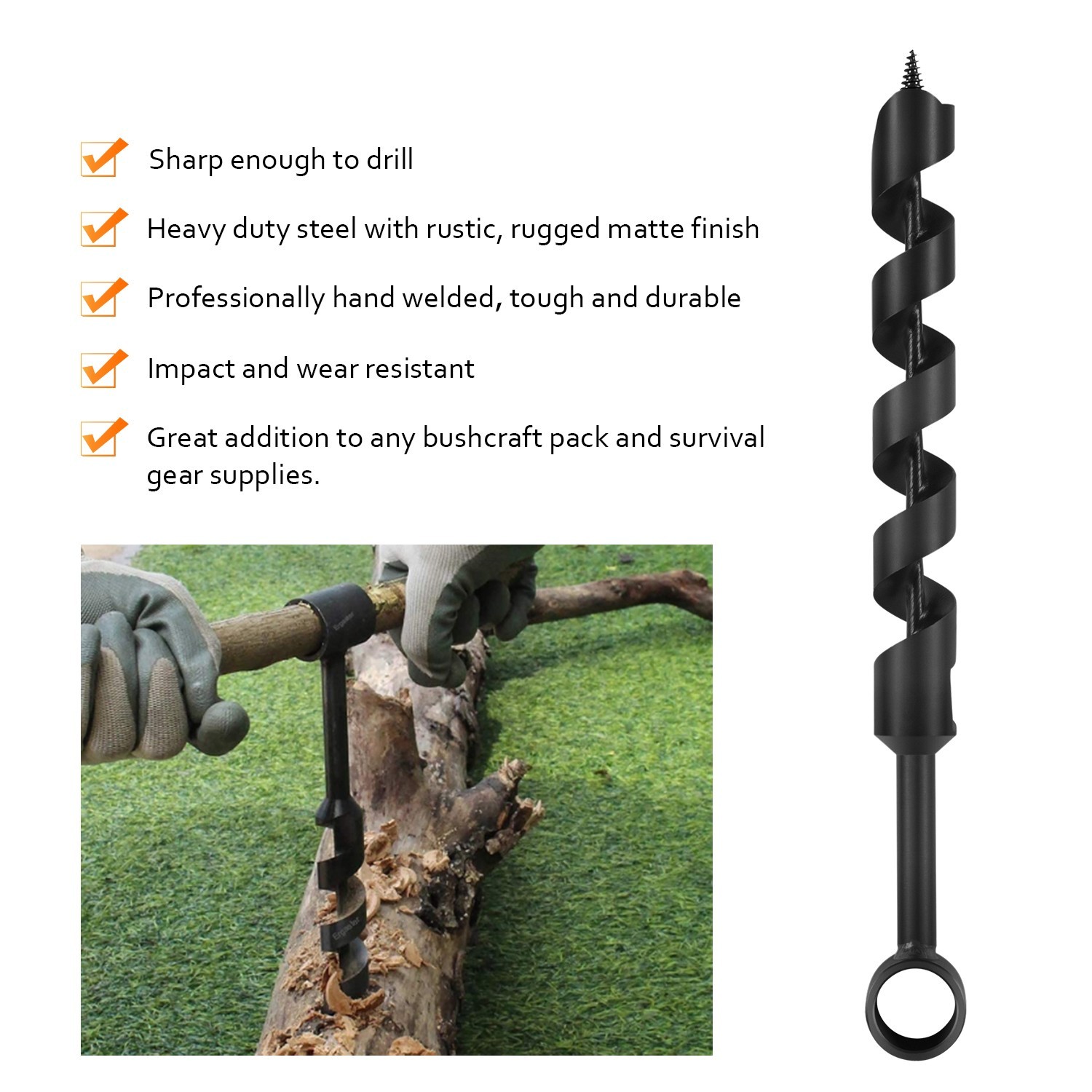 1” x 12” Scotch Eye Wood Auger Drill Bit for Bushcraft Backpack and Camping