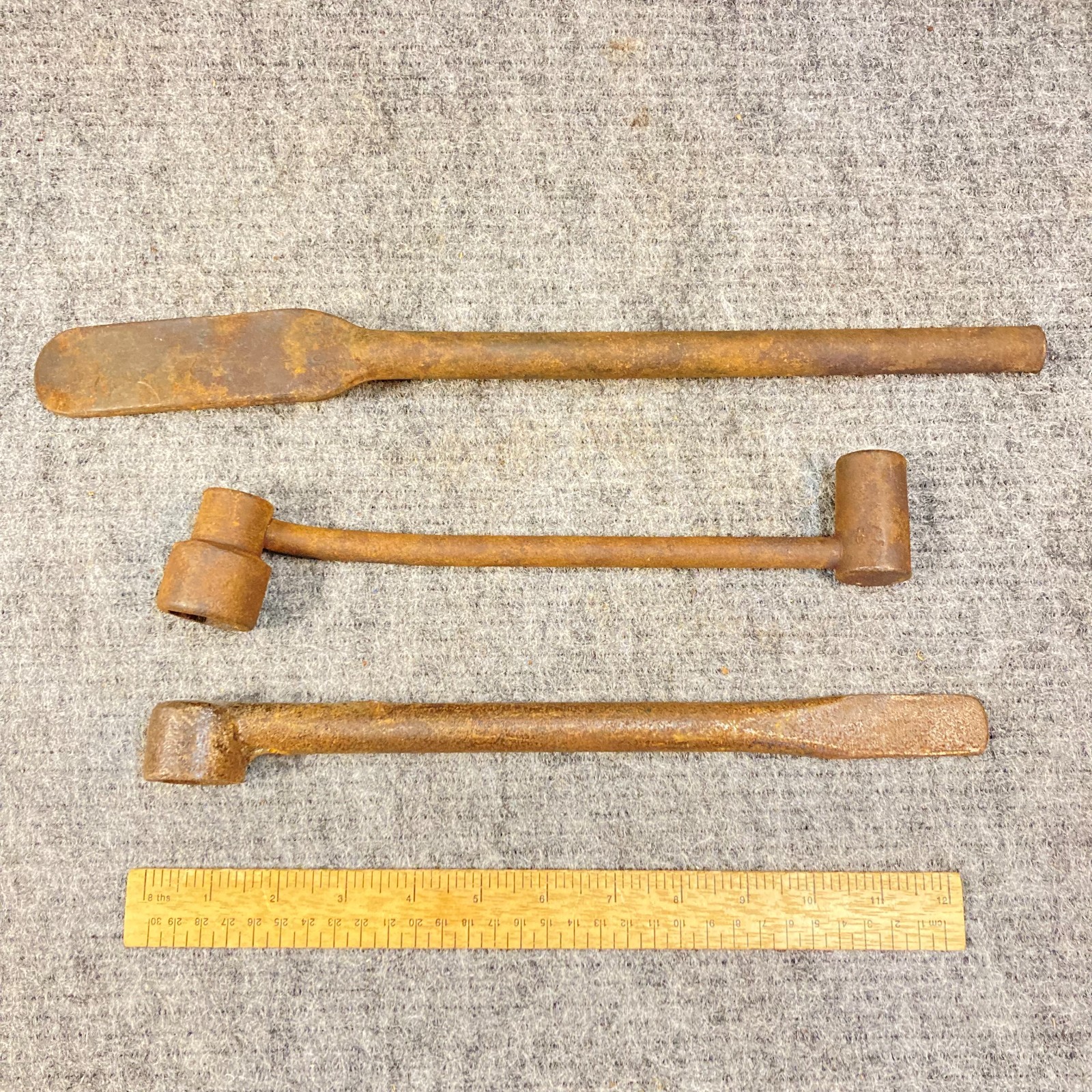 Vintage Tire Tools Lot 3 Pc Lug Nut Wrench Tire Spoon USA