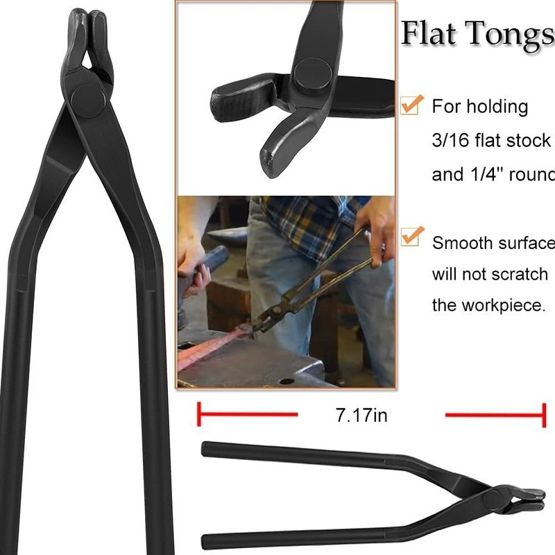 Blacksmith Tongs Railroad Spike Tongs Pick-up Tongs Hook Jig V-Bit Blade Tongs