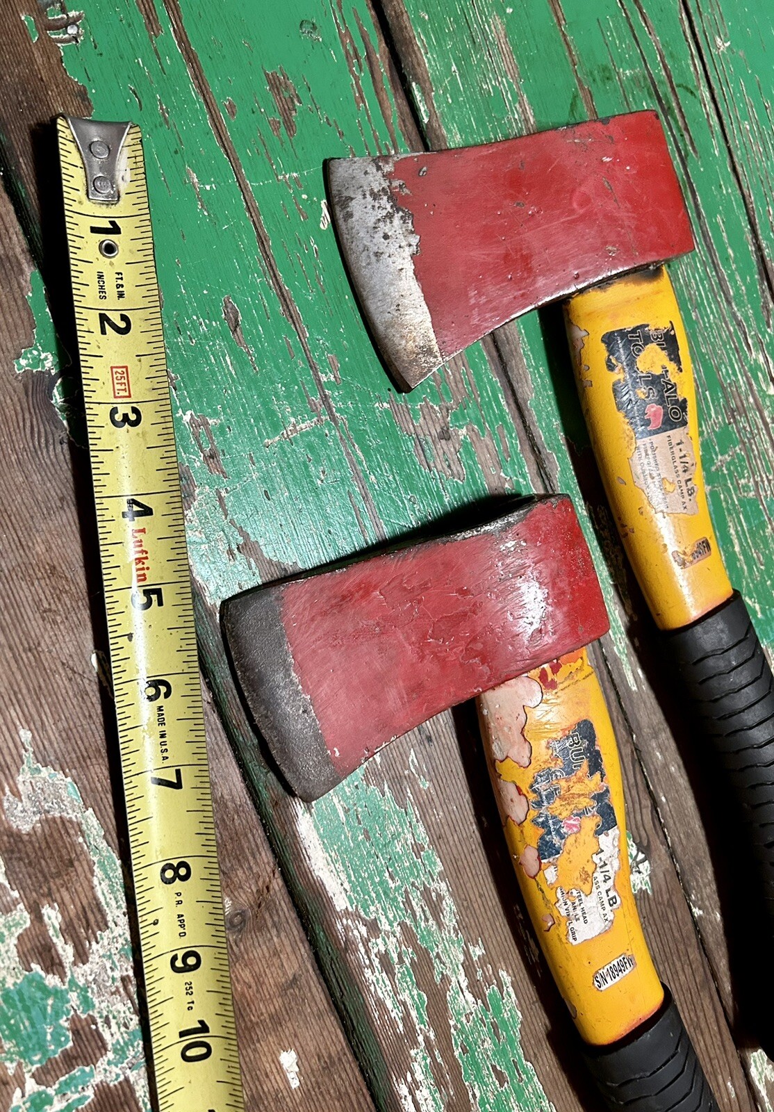 Vintage Buffalo Tools Fiberglass Camp AXE Rubber Grip Red Yellow/Black (per)