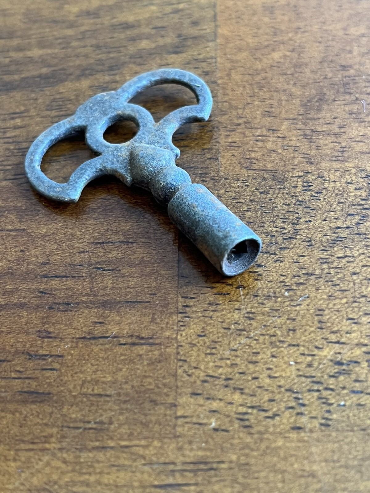 Vintage Clock Key Metal Hollow Barrel Unique shape Square end old toy or clock
