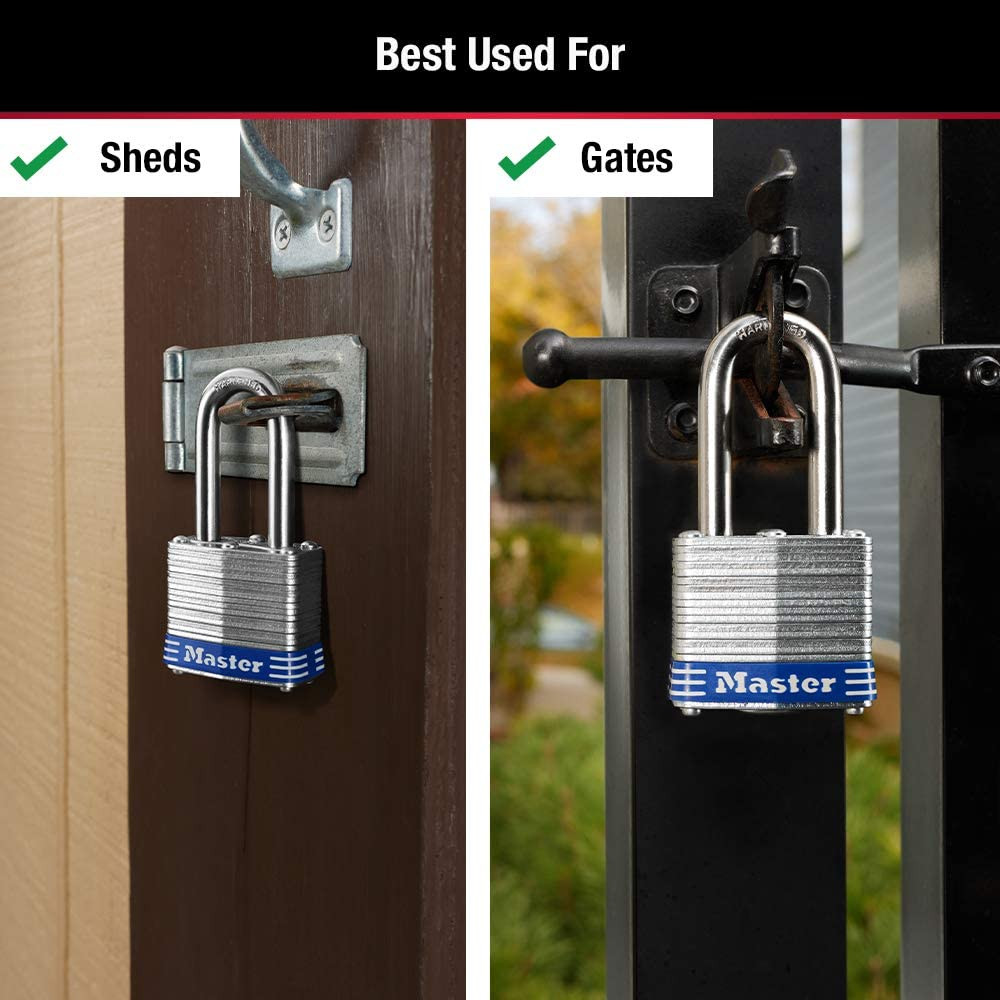 Master Lock Outdoor Padlocks, Lock Set with Keys, Keyed Alike Padlocks with Long