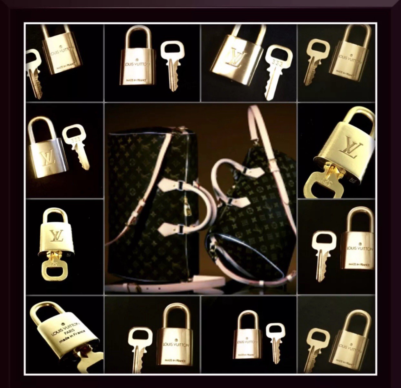 Louis Vuitton Lock Key Brass Gold tone Brass Polished Padlock Random #