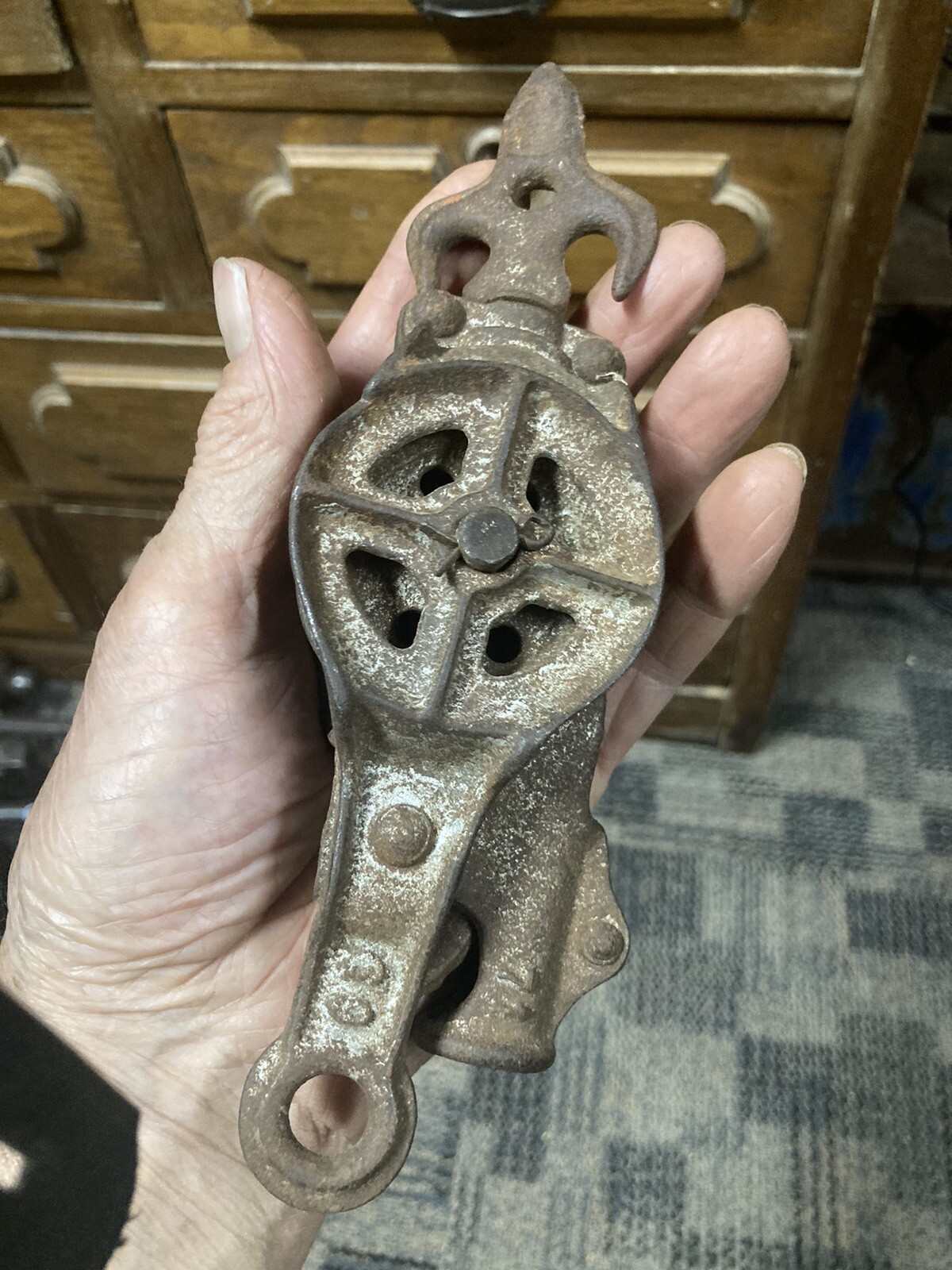 Vintage Primitive Barn Pulley Block Barb Wire Fence Stretcher Country Farm Decor
