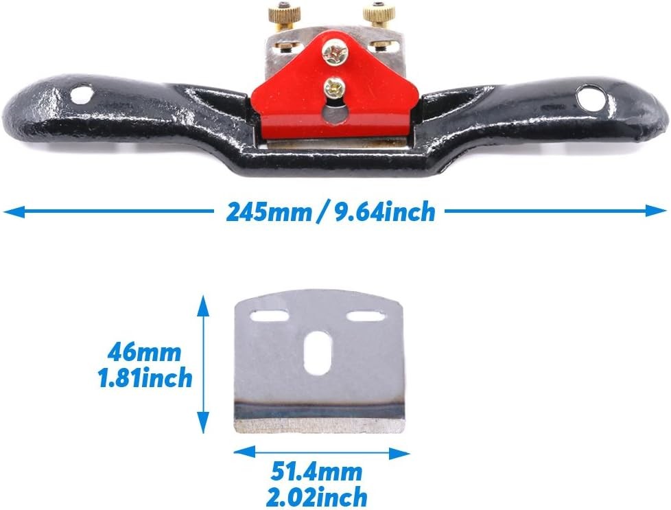 10″ Adjustable Spokeshave with Flat Base – Metal Blade Hand Tool for Woodworking