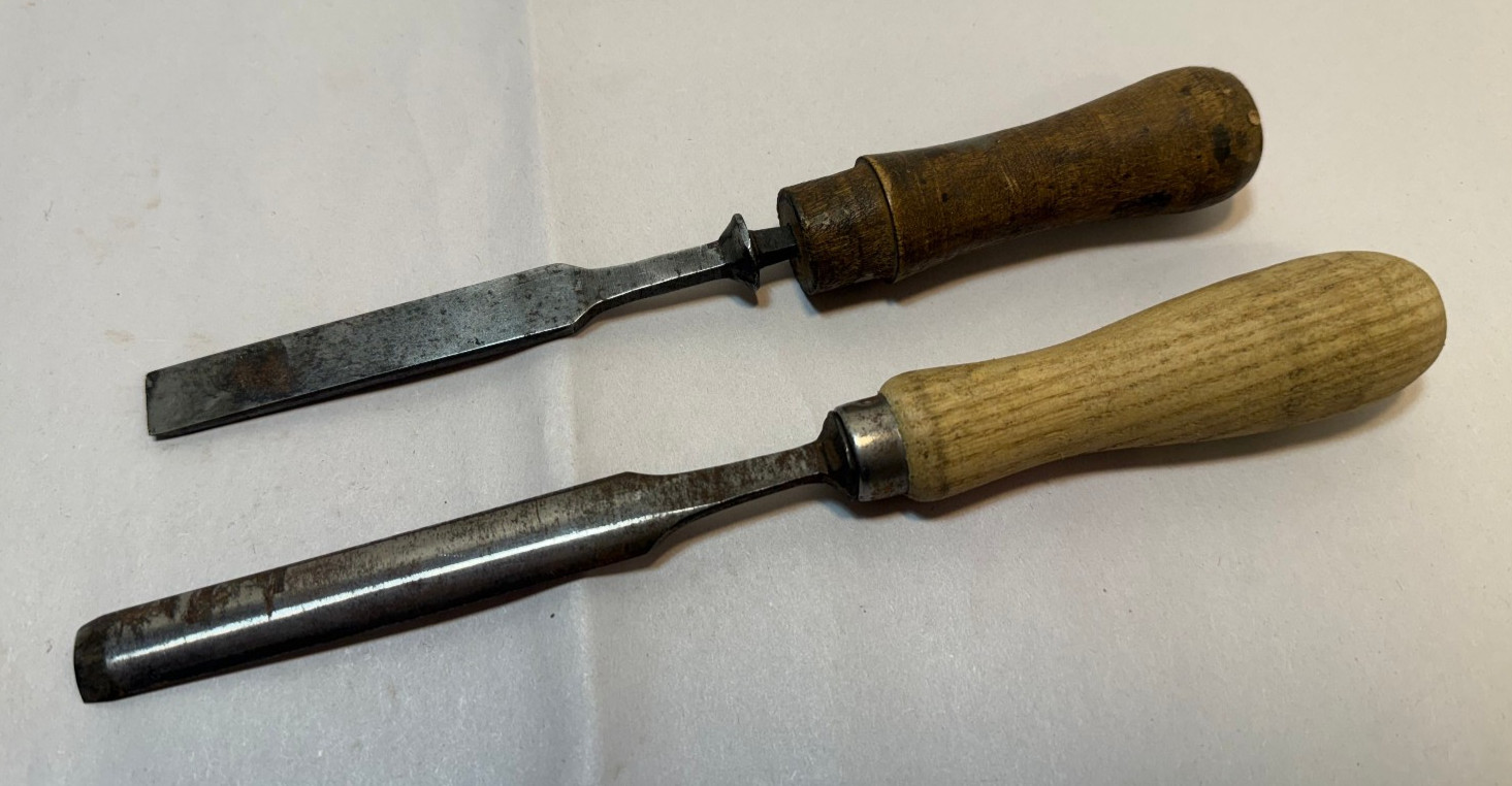2 x Antique D.R. Barton 1832 Wood Chisel & Carving Gouge