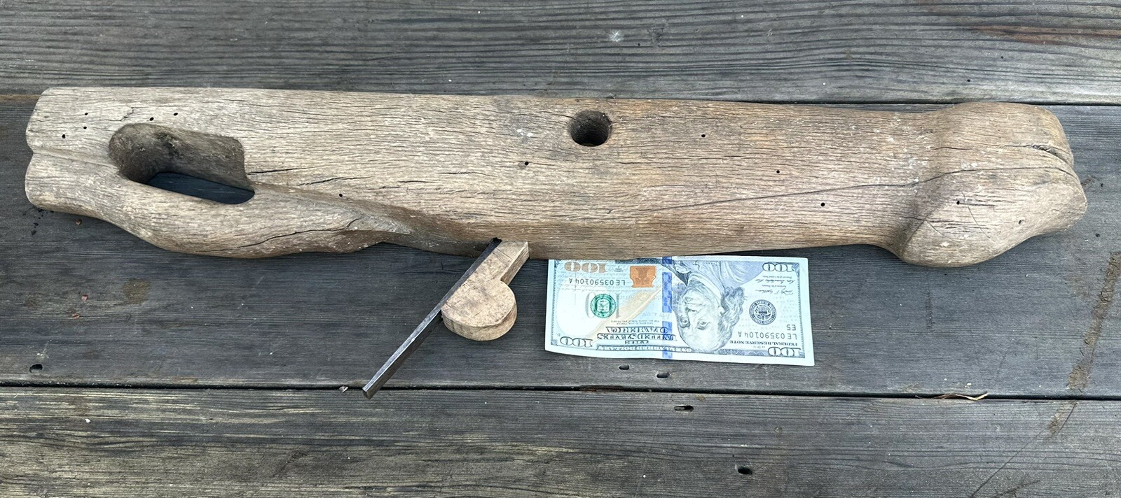 Antique Shipwright Ships Carpenter Figural Snake Fish Head Carved Wood Plane