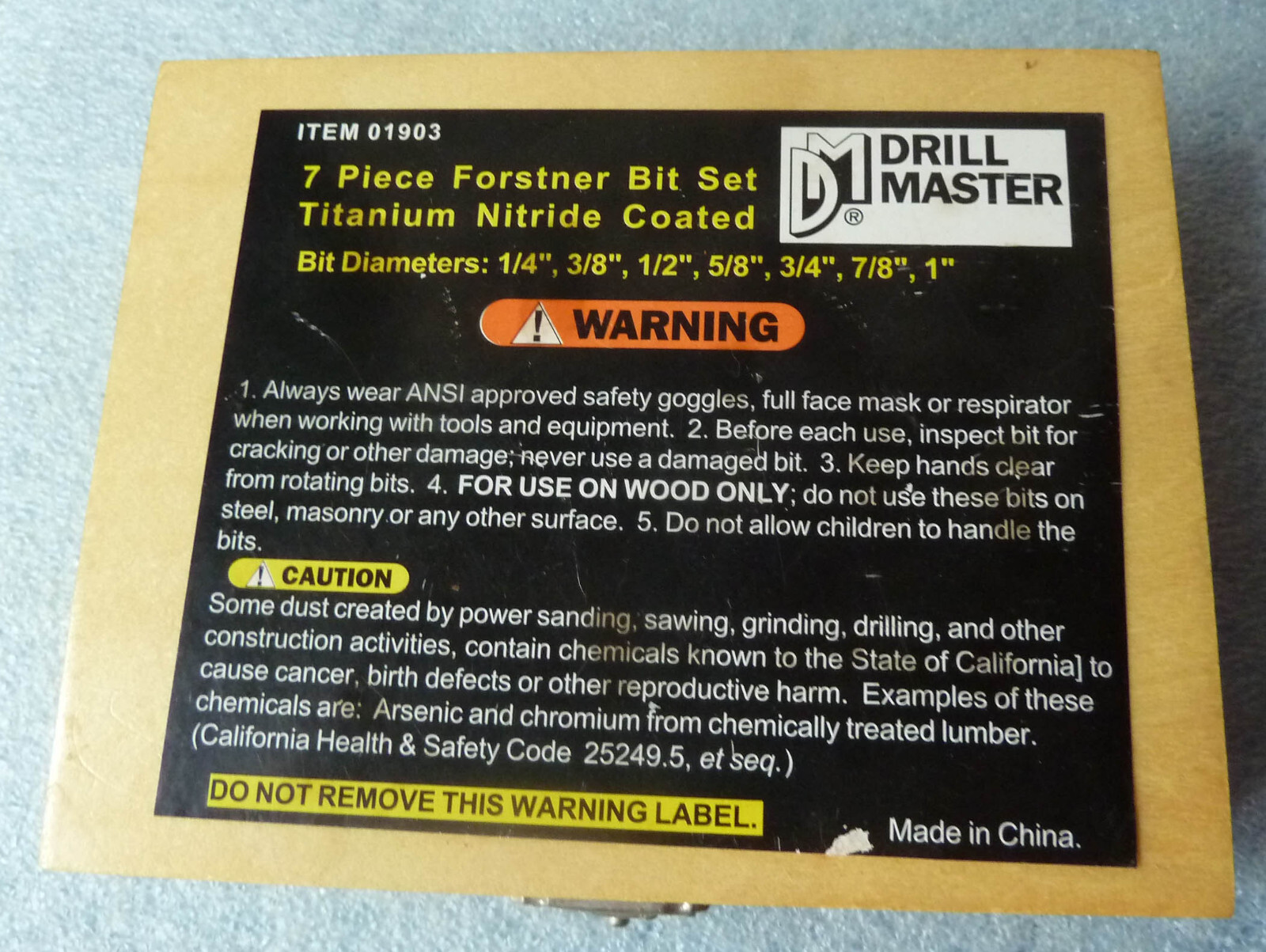 7 pcs Drill Master Forstner Bit Set 1/4″-1″ Wood Case