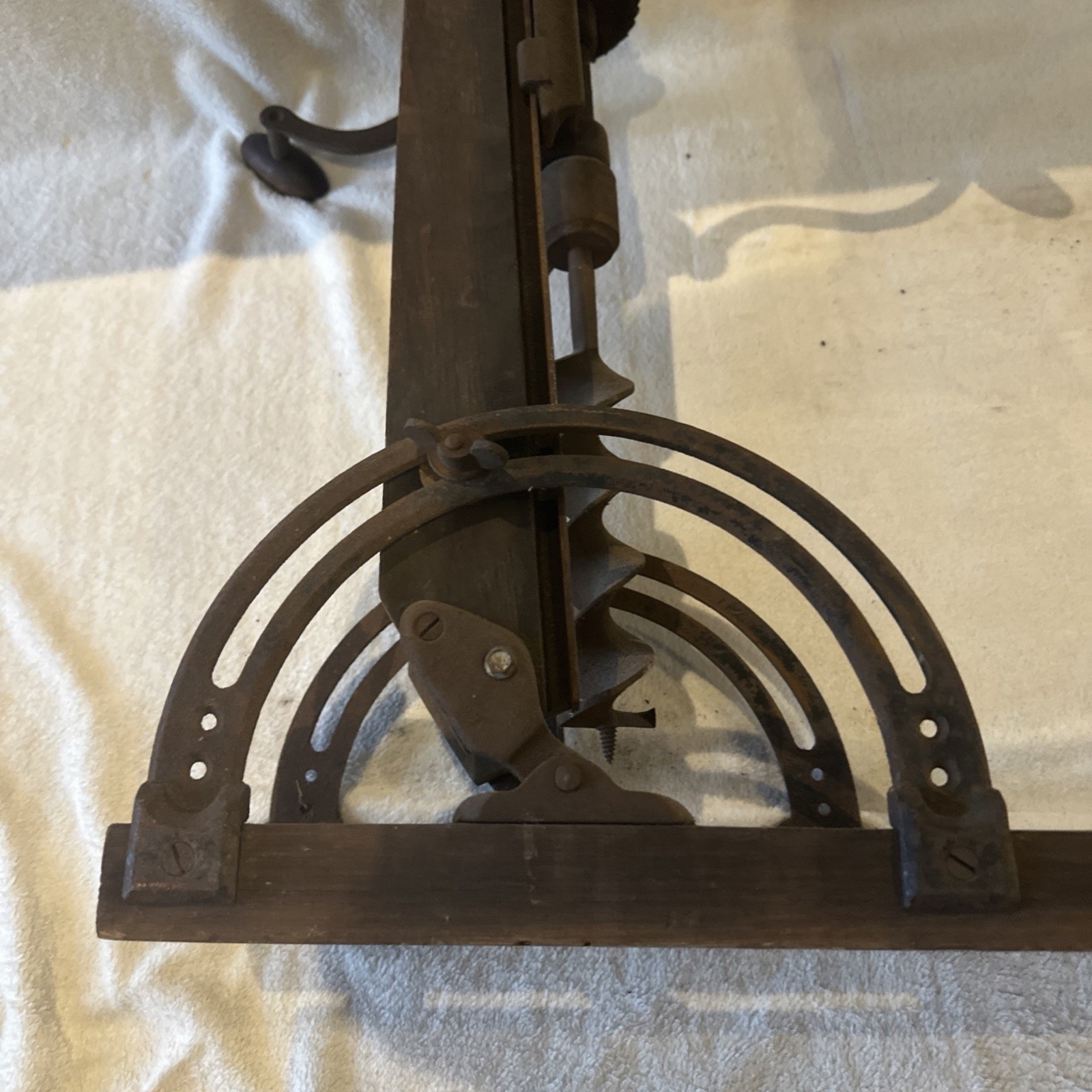 Antique Vintage Foldable James Swan Co Boring Machine-Barn Beam Drill – See Desc