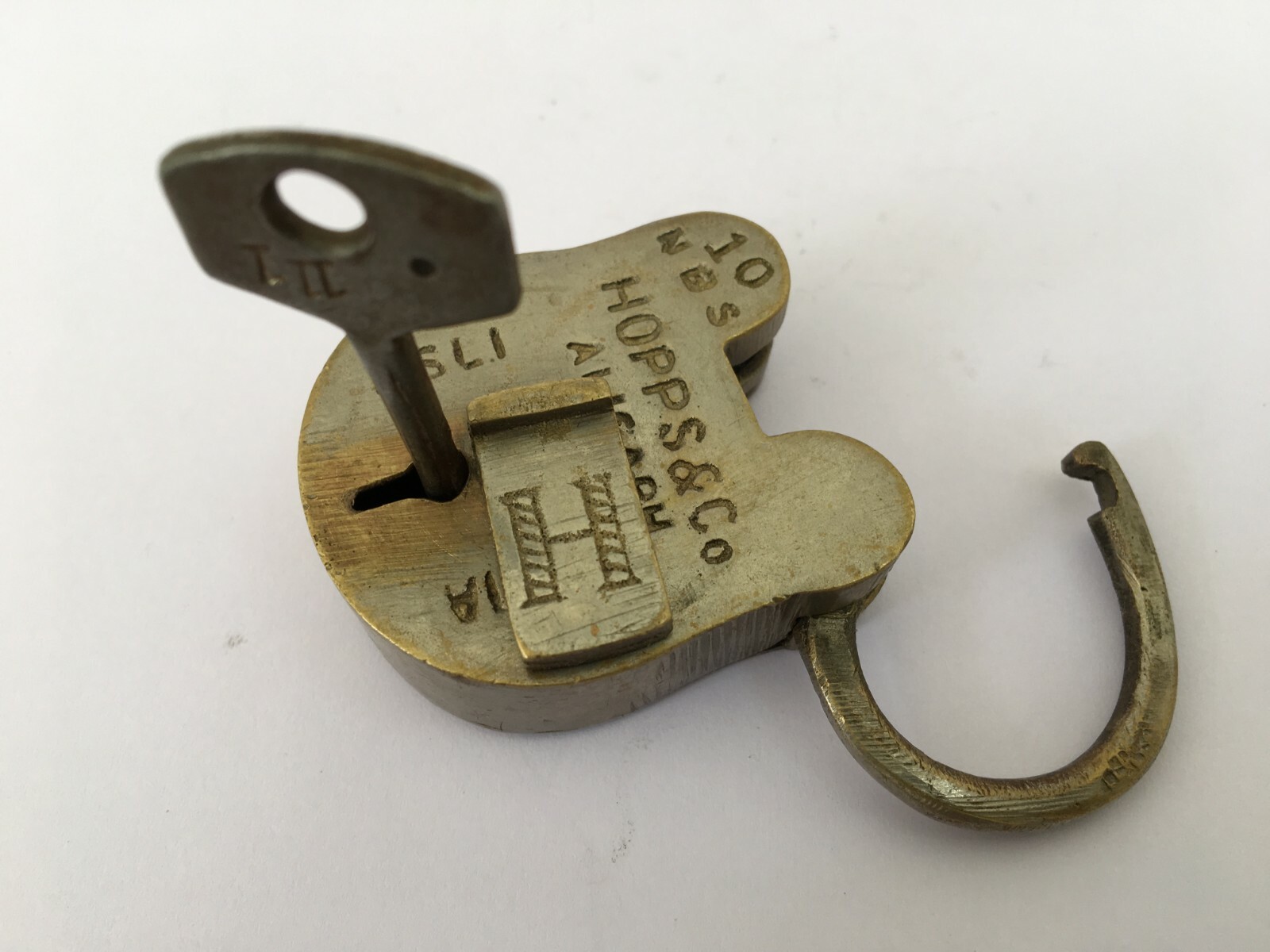 Lock Old Vintage Solid Brass lock With Key Small Miniature Hopps & Co Aligarh