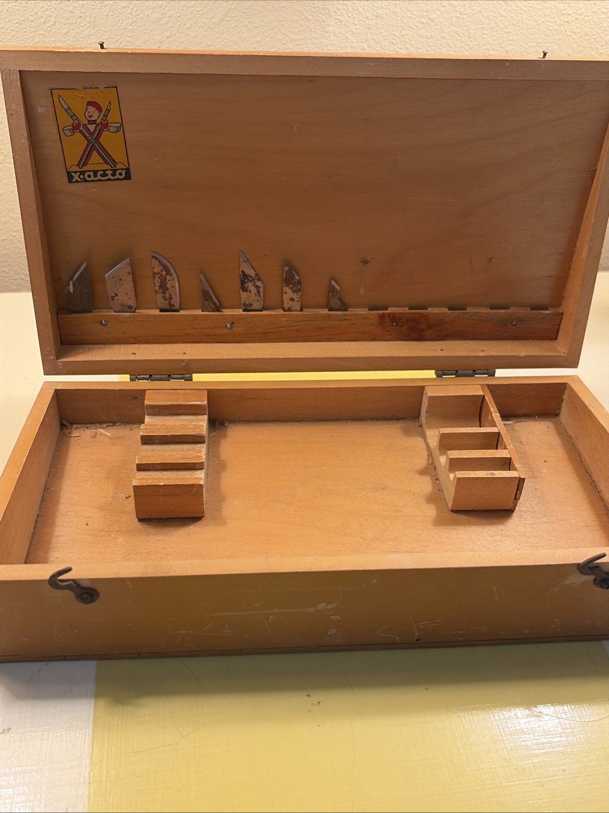 Vintage X-Acto Hobby Chest Wood Box Knife Set Blades Tools Model Craft