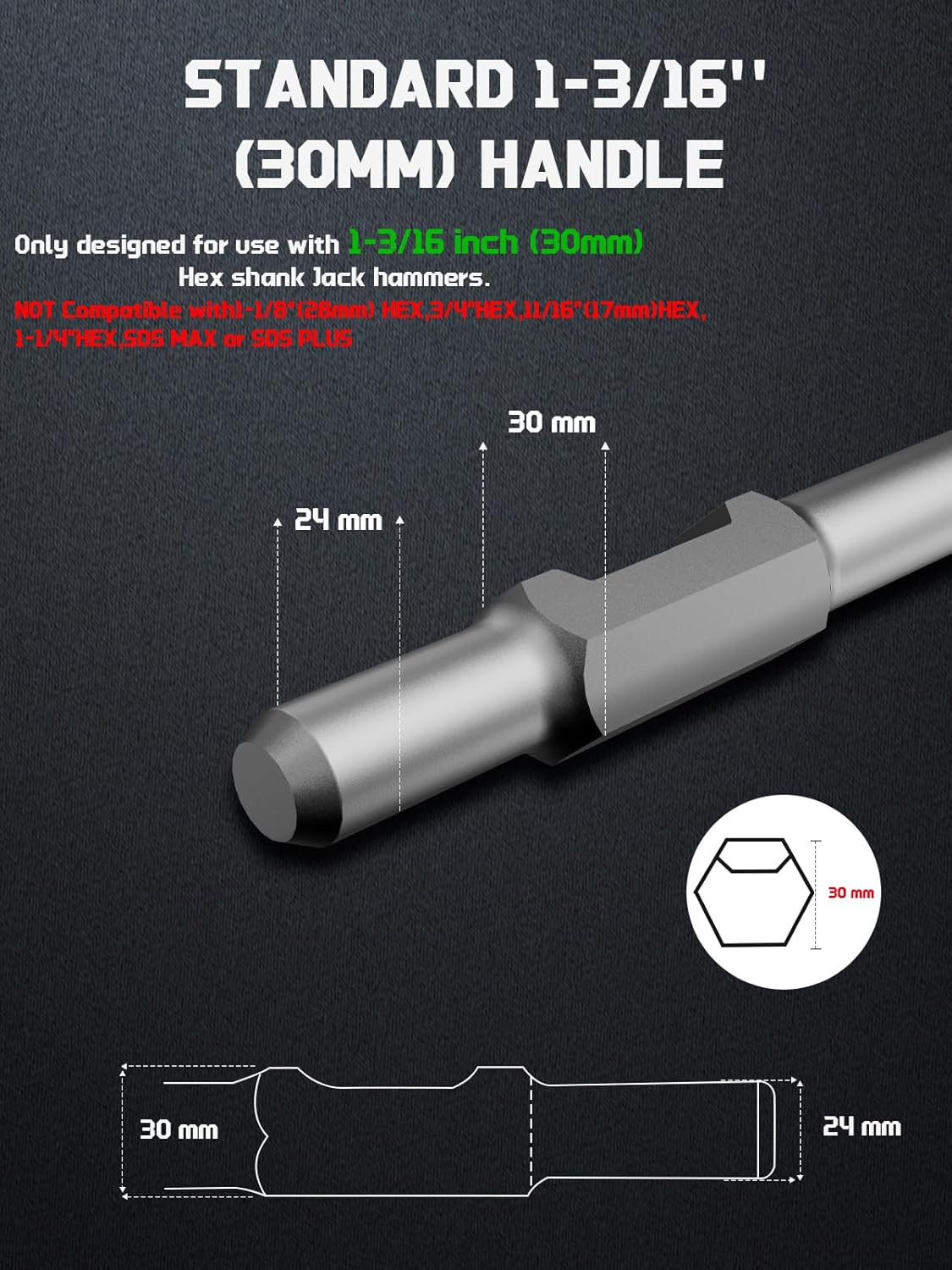 HEX Shank Chisel 6″ X 15″ – Wide Thinset & Tile Removal Chisel Bit for 1-3/16”(