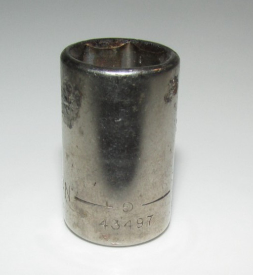 T #118 – Craftsman USA 3/8″, 6 PT., 1/4″ Drive Shallow Chrome Socket G 43497