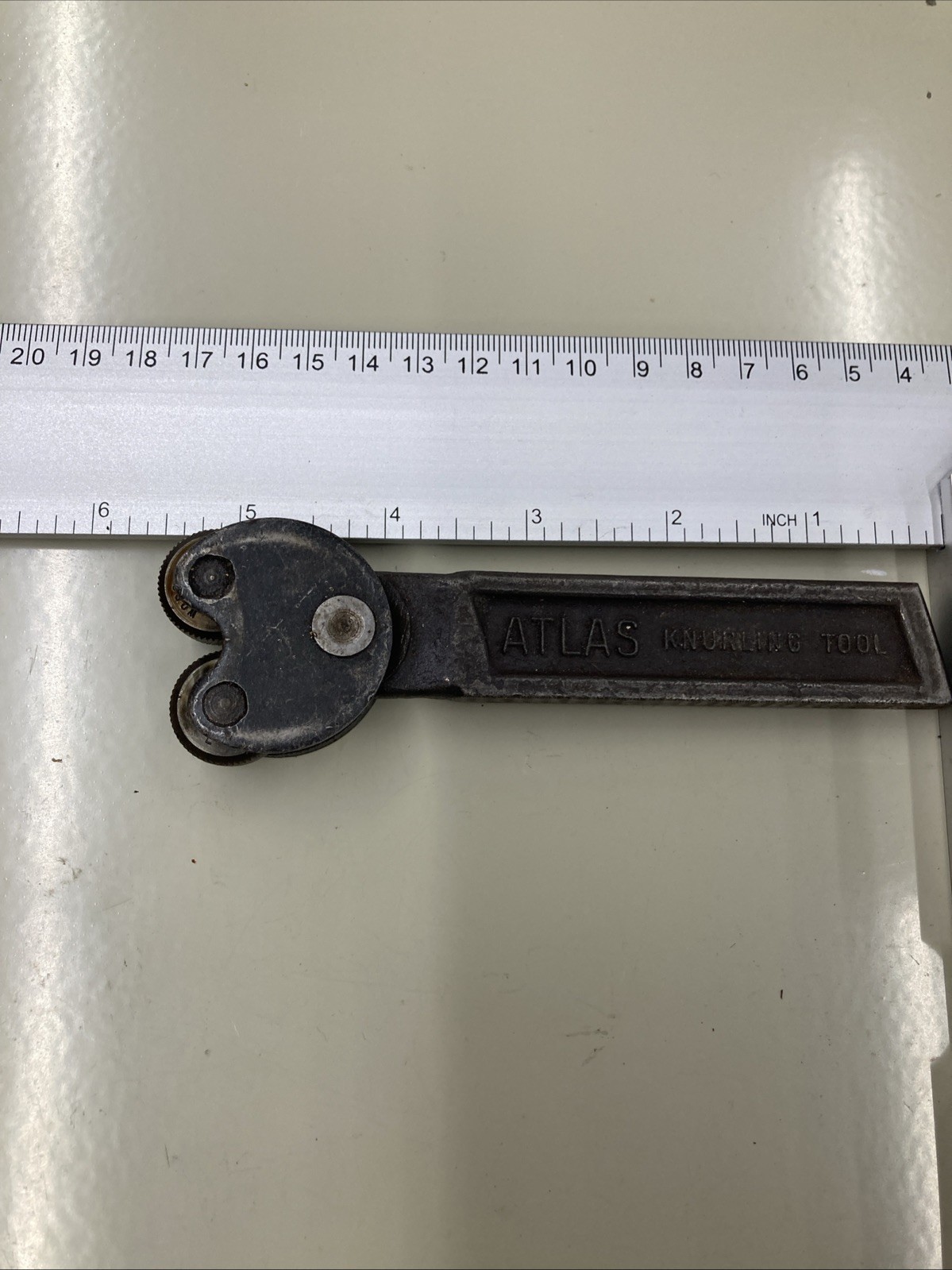 Vtg Atlas knurling Bar tool holder metal lathe south bend monarch grizzly