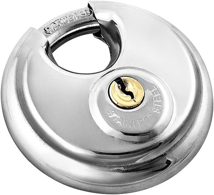 Disc Locks, 2 Pack Heavy Duty Steel Keyed Padlock Disc Storage Locks for Storage