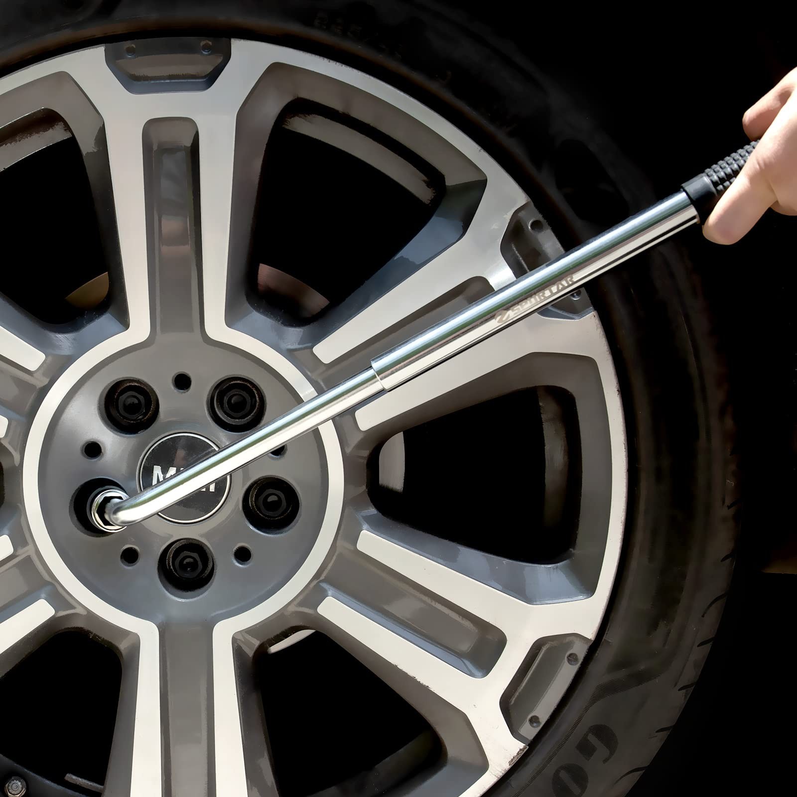 Spurtar Telescoping Lug Wrench Extendable Wheel Brace Telescoping, Silver