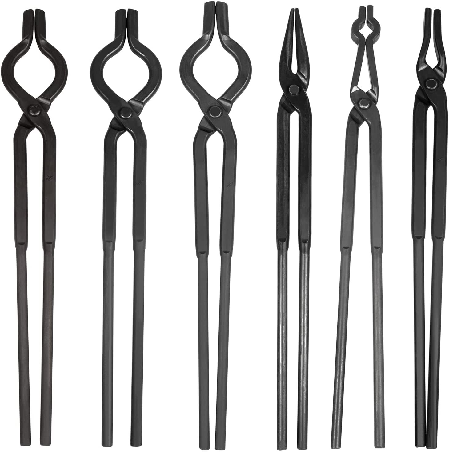 6pcs Beginner Blacksmith Forge Tong Set for Knife Making Tools Professinal Black