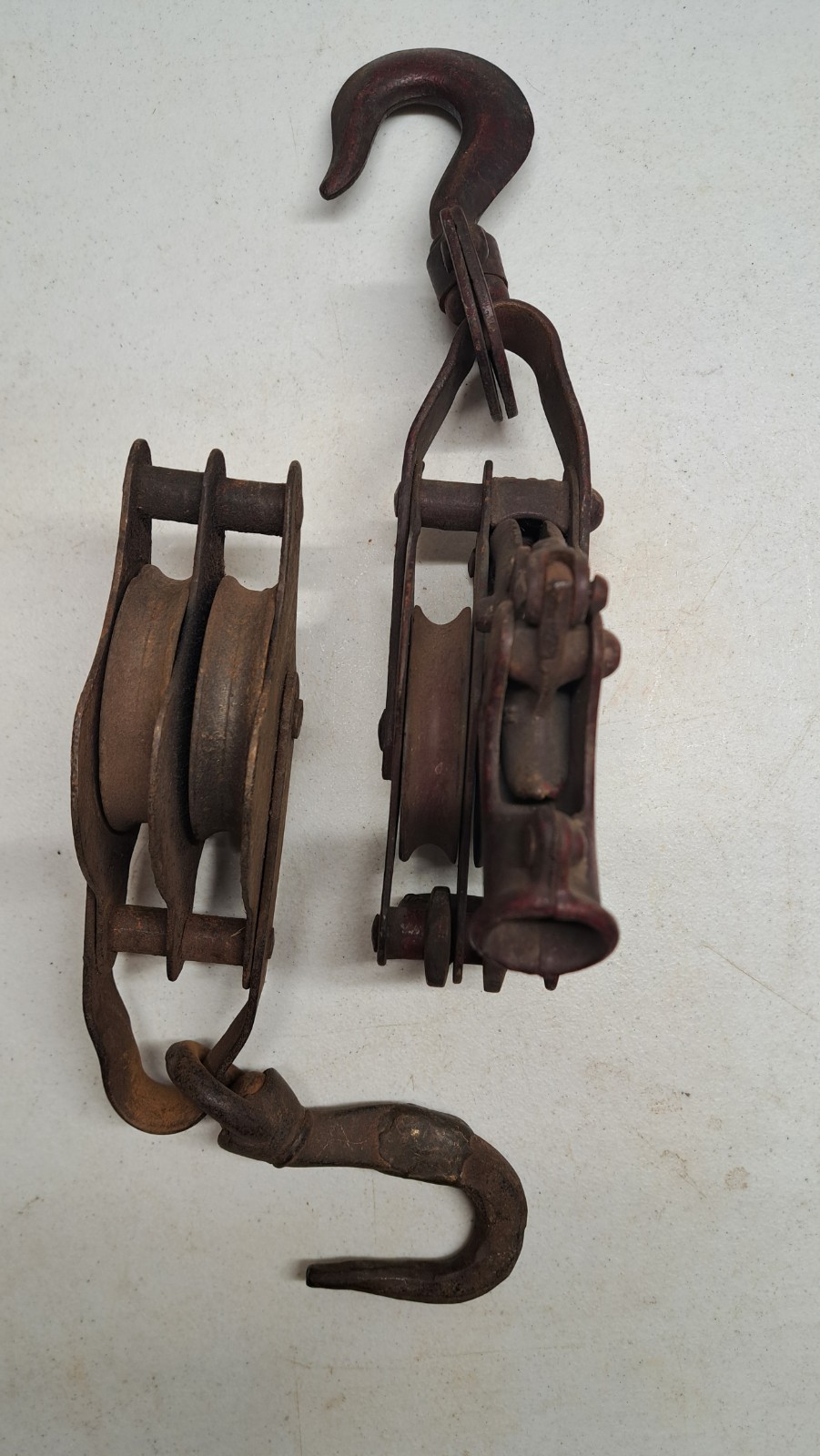 Antique Vintage NEY Monarch Hoist Pulley Block Tackle Primitive double sheave
