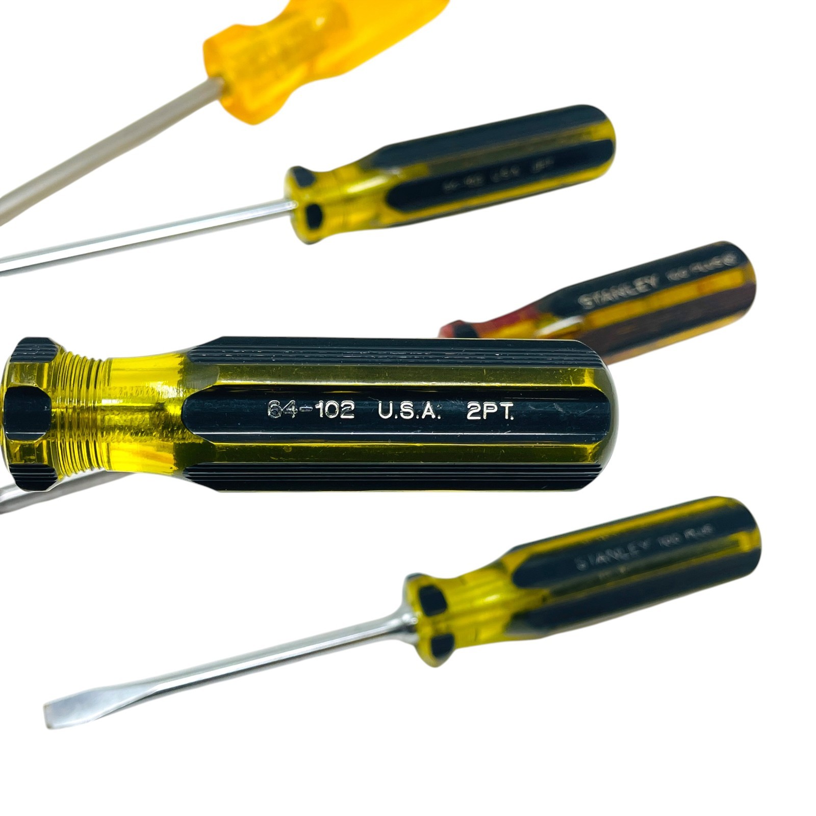 Vintage Stanley 100 Plus Screwdriver Lot MADE IN USA Mixed Sizes, 5 Pcs