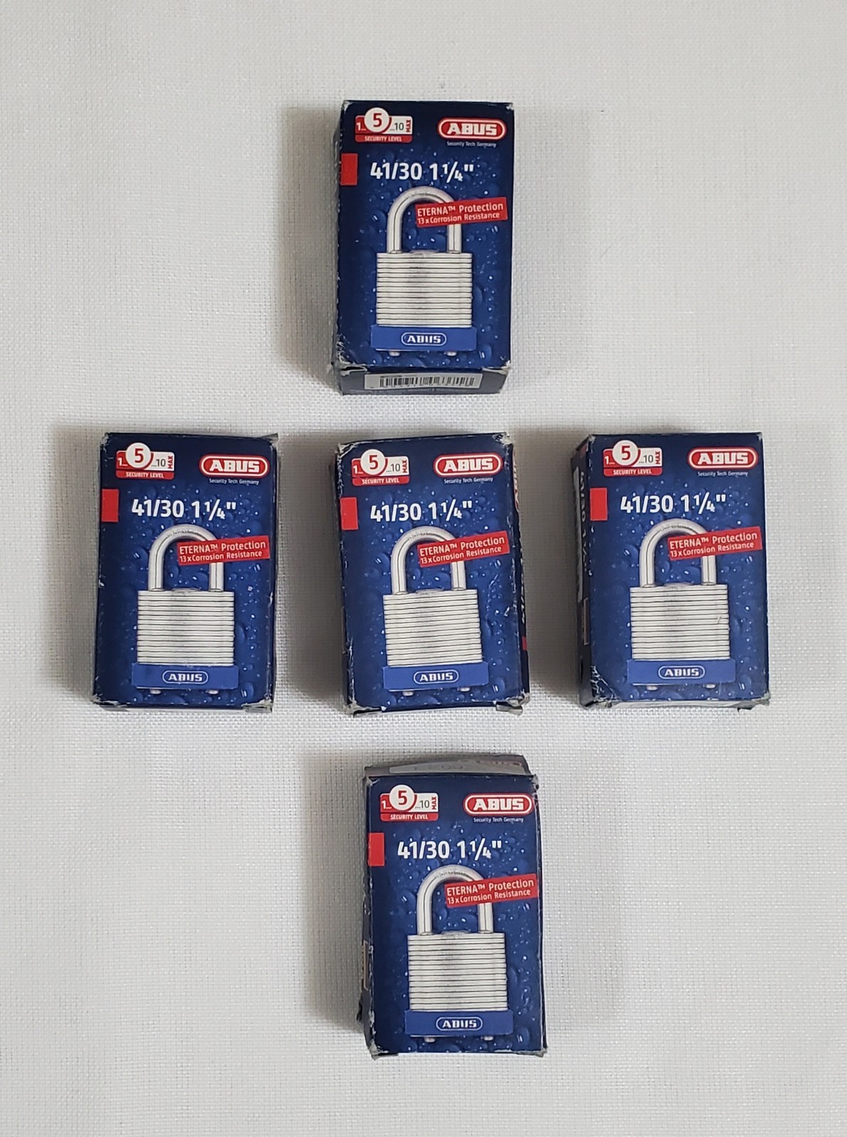 Lot of 5 ABUS 41/30 Padlock Laminated Steel Lock with Keys – 1 1/4″ Keyed Alike