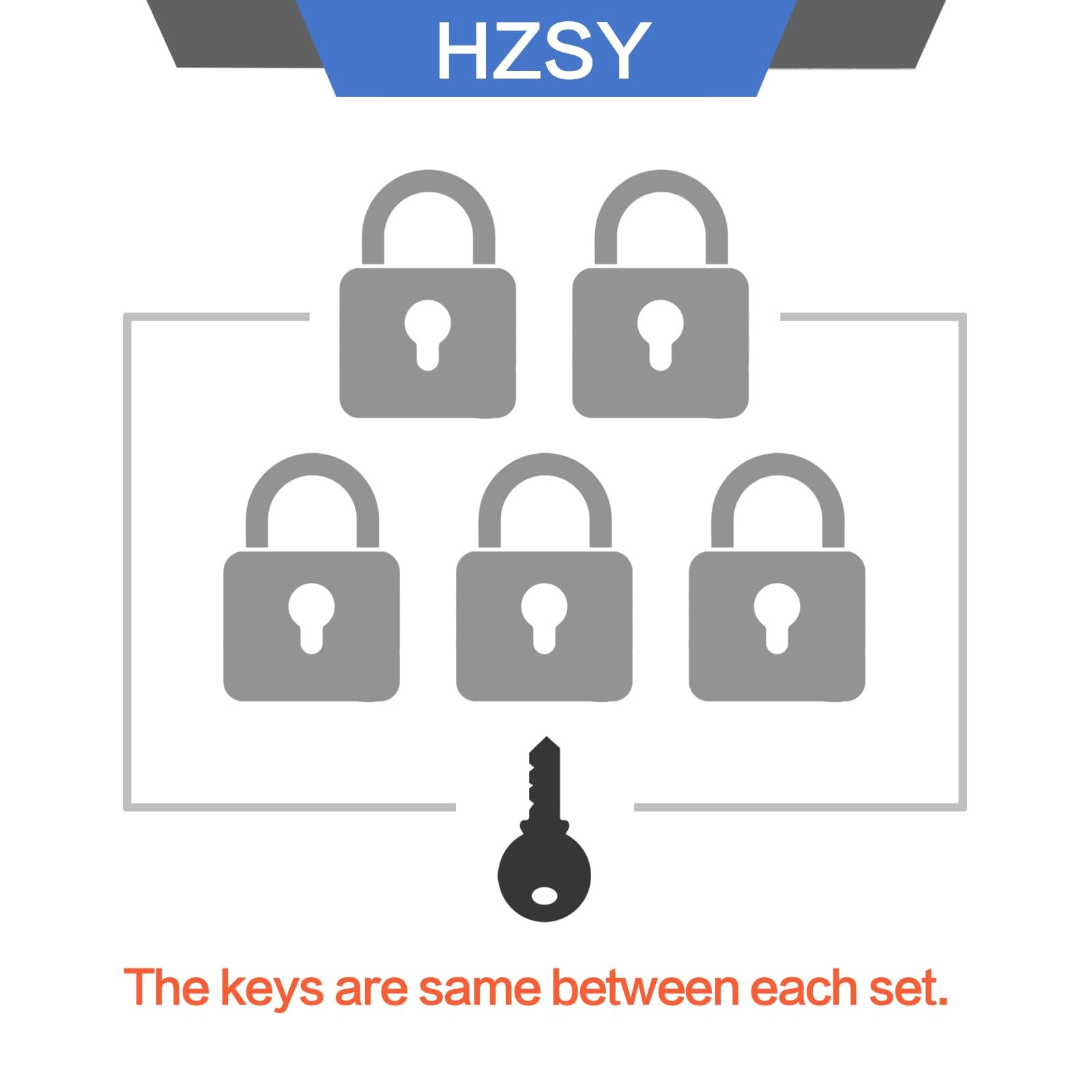 HZSY Padlocks Keyed Alike, Pack of 12, 12 PACK Long Shackle, Blue silver