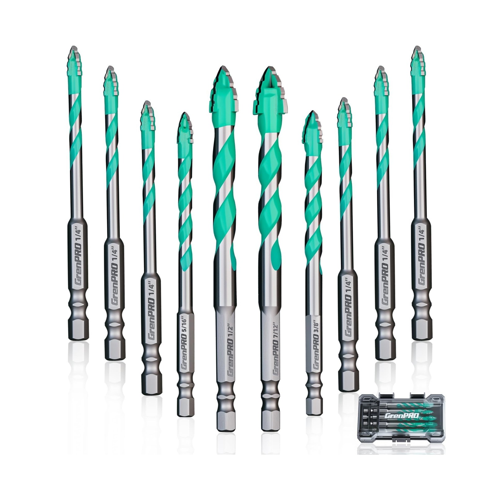 10PCS Serrated Masonry Drill Bit Set, Hex Shank YG6X Carbide, 1/4″ … Fast Ship