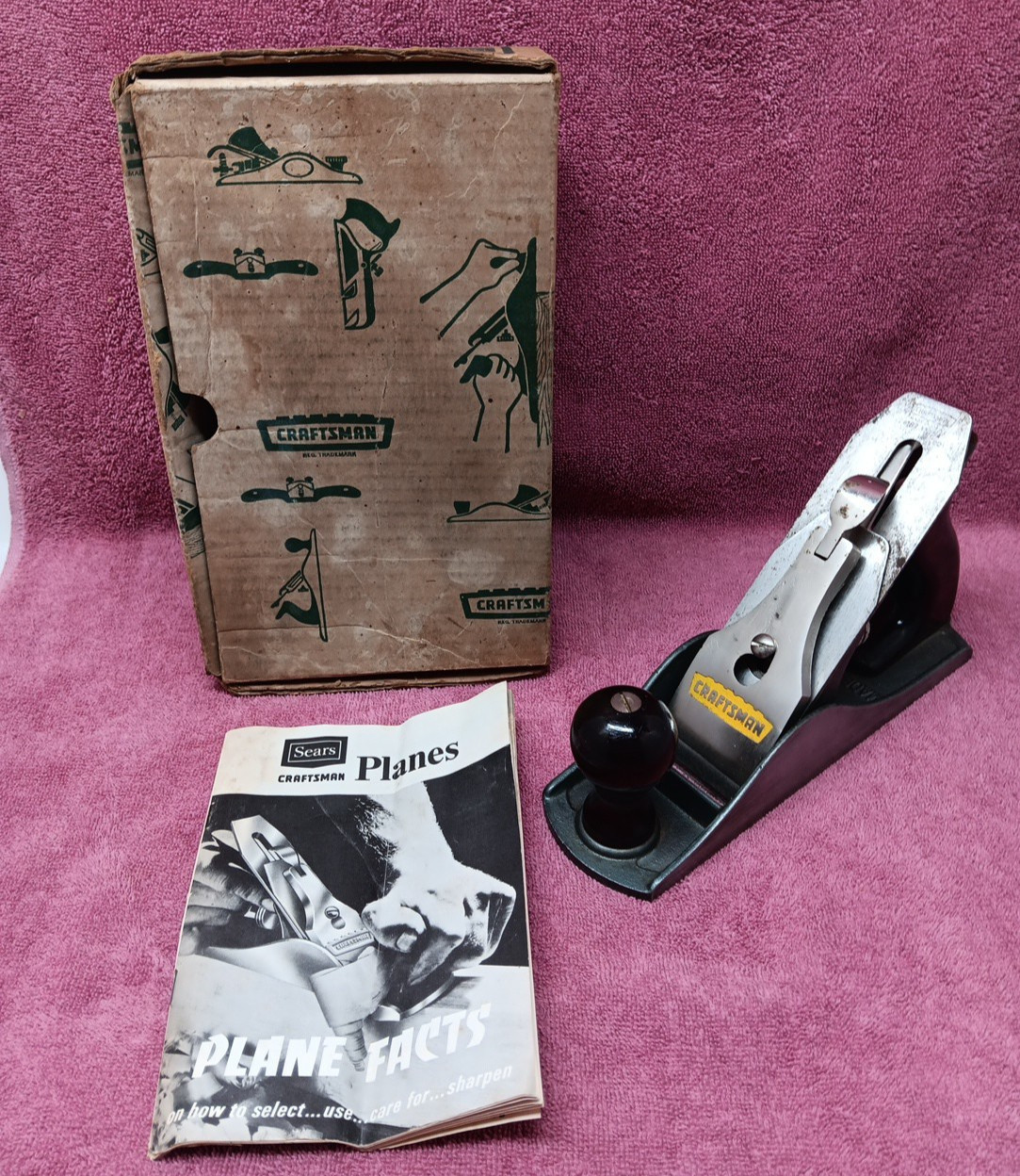 Vtg Sears Craftsman Wood Plane 9.5″ Long 2″ Cutter 37054 Made In USA