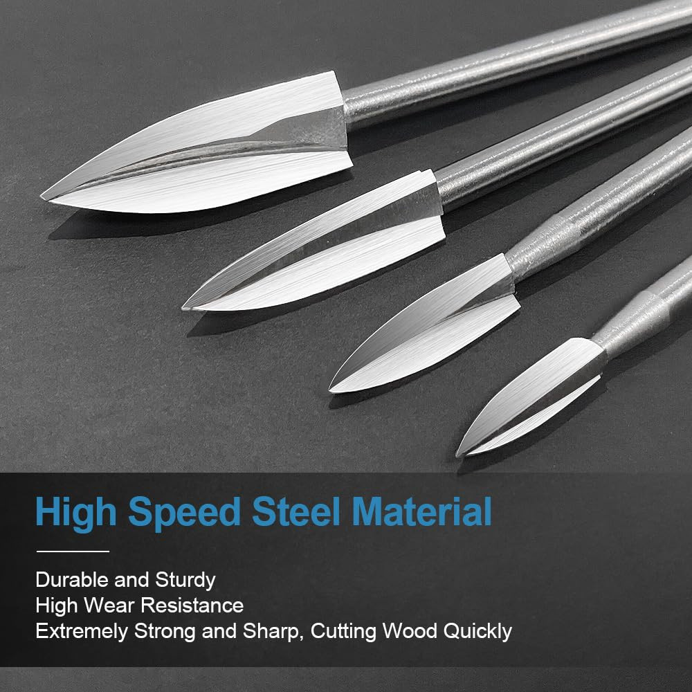 Wood Carving Tools for Rotary Tool, 5 PCS Woodworking Tools Engraving Drill Bit