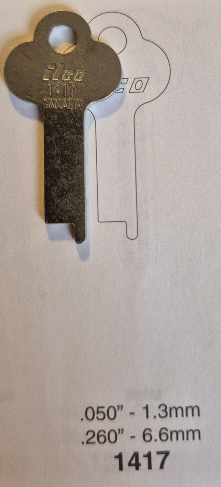 Ilco # 1427 Flat Steel Vintage Key Blank.
